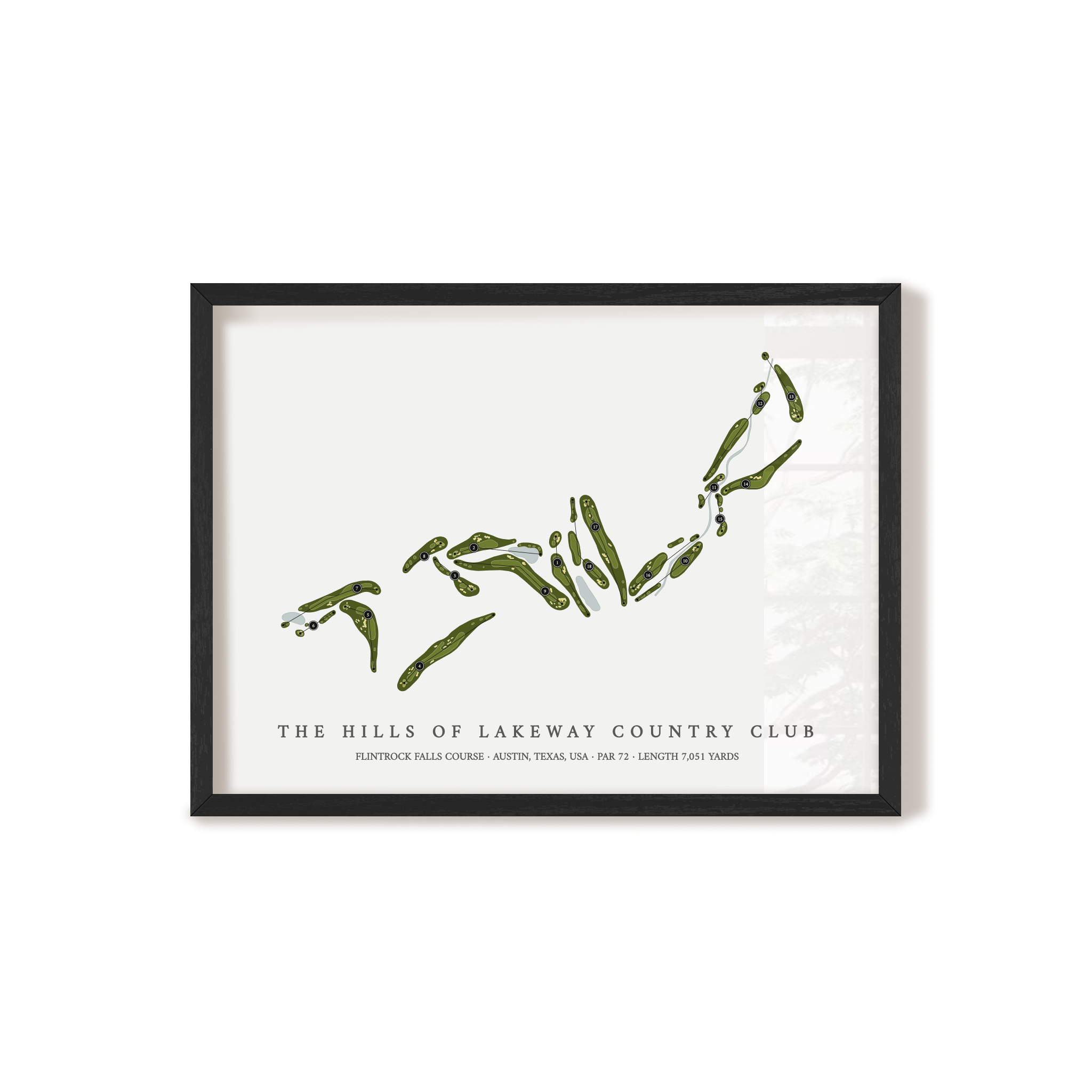 The Hills of Lakeway Country Club - Flintrock Falls Course | Golf Course Map | Black+Frame