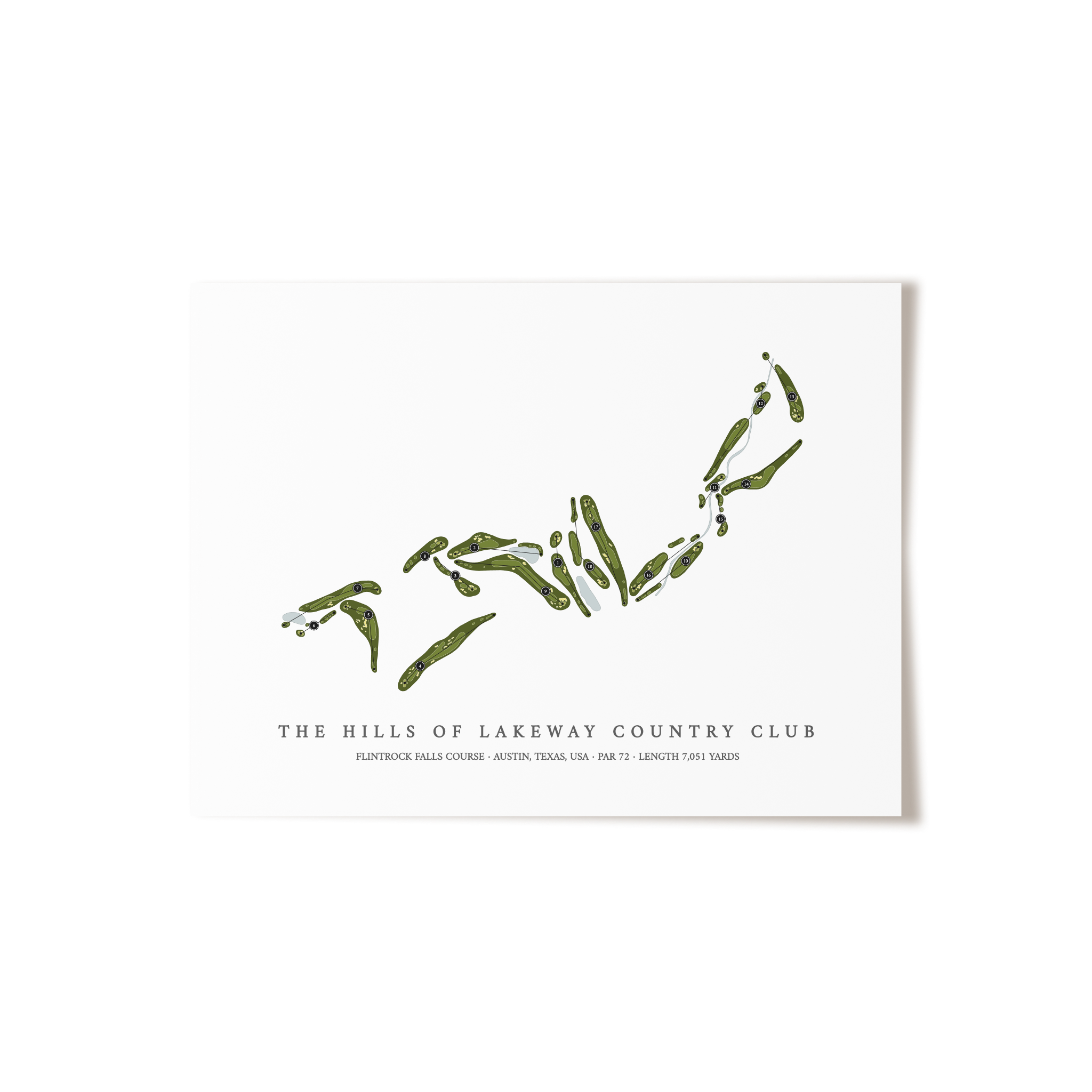 The Hills of Lakeway Country Club - Flintrock Falls Course | Golf Course Map | Unframed