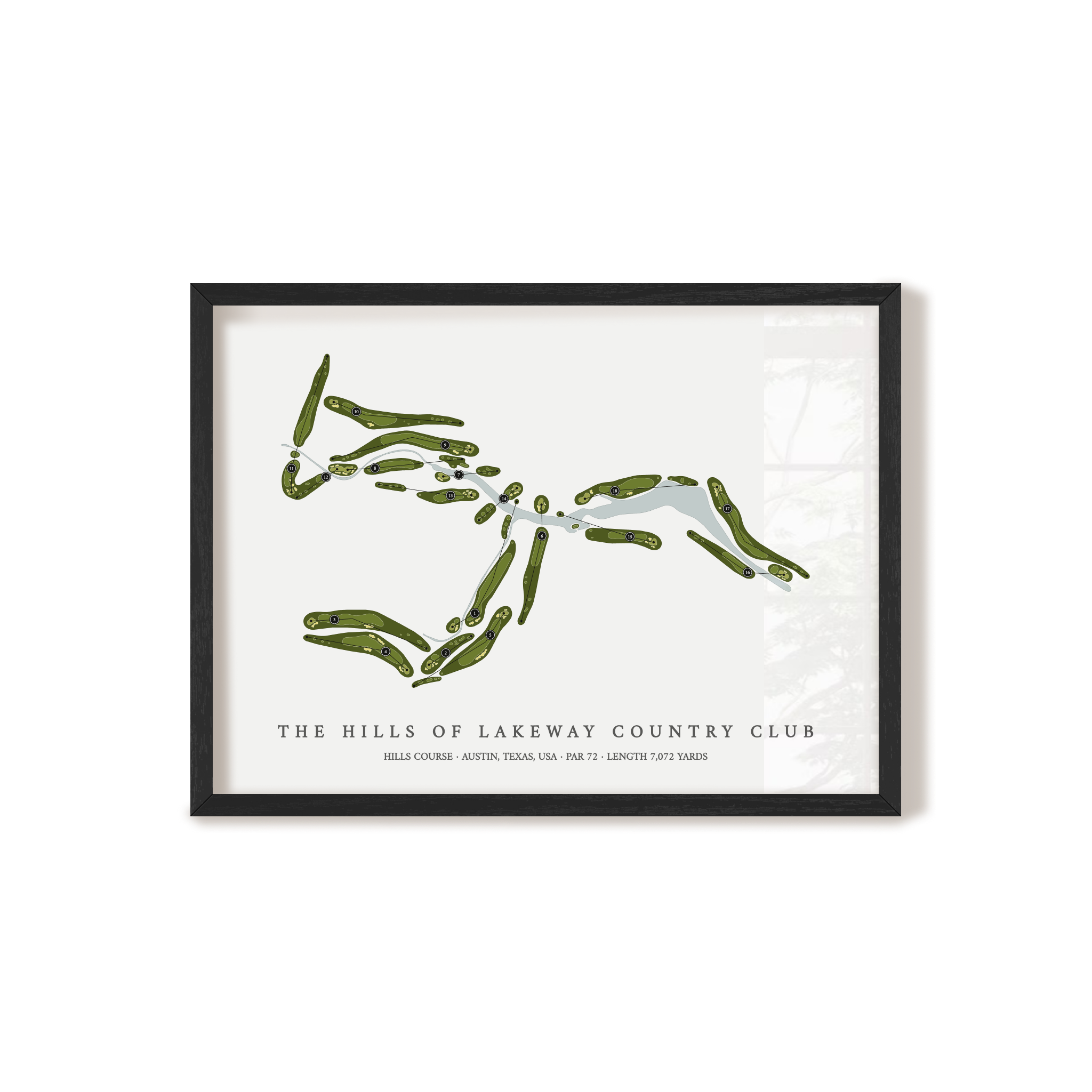 The Hills of Lakeway Country Club - Hills Course | Golf Course Map | Black+Frame