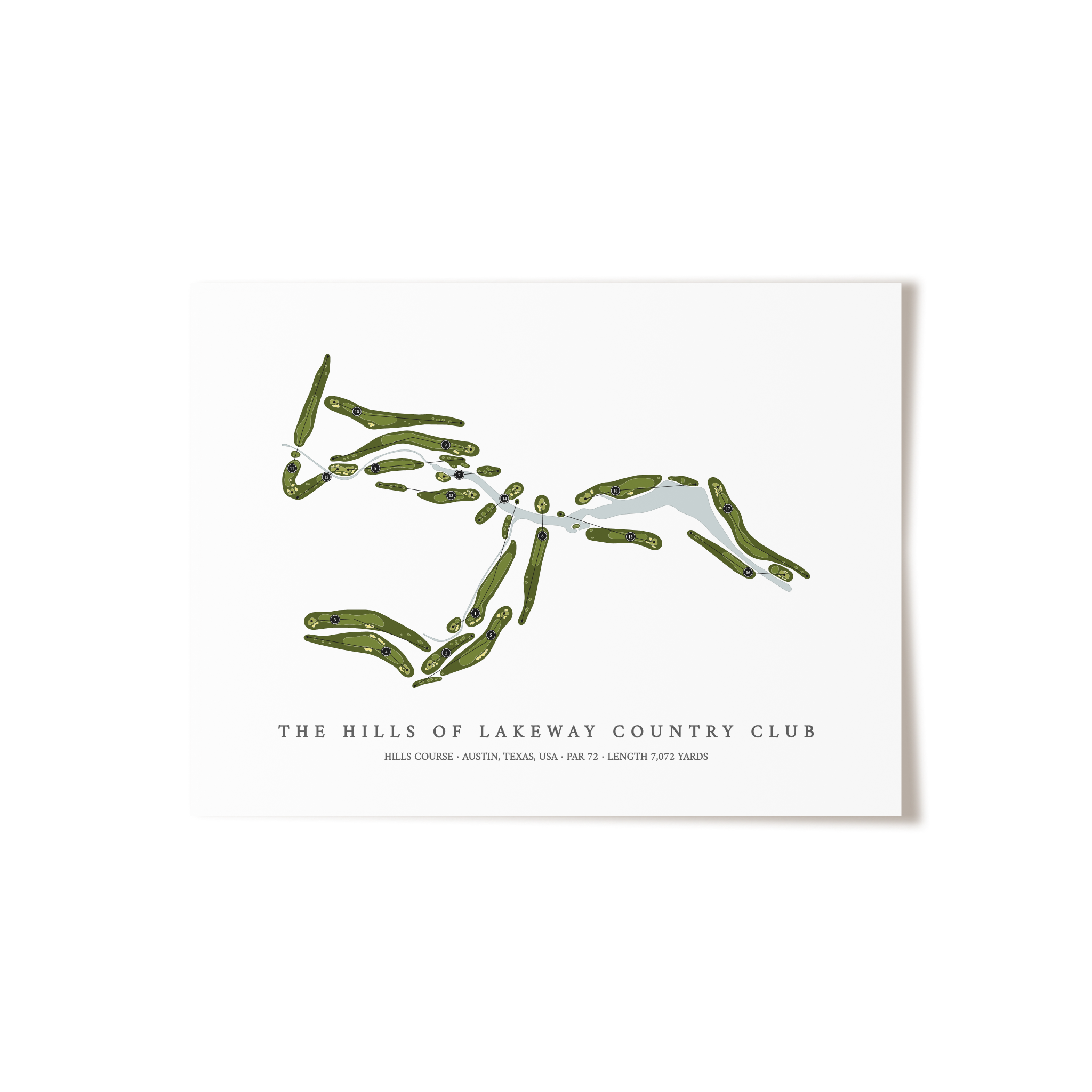 The Hills of Lakeway Country Club - Hills Course | Golf Course Map | Unframed