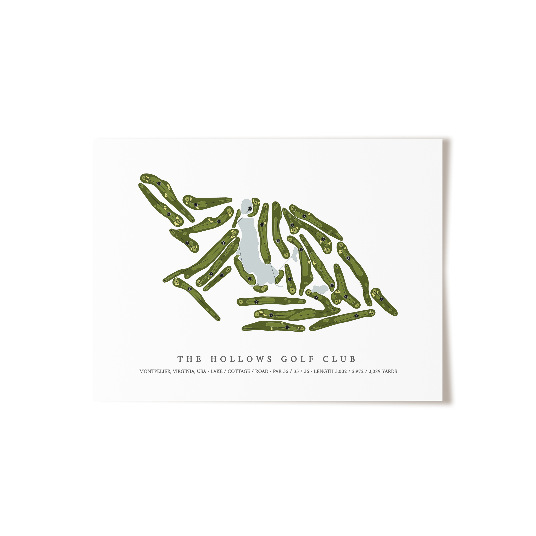 The Hollows Golf Club | Golf Course Map | Unframed