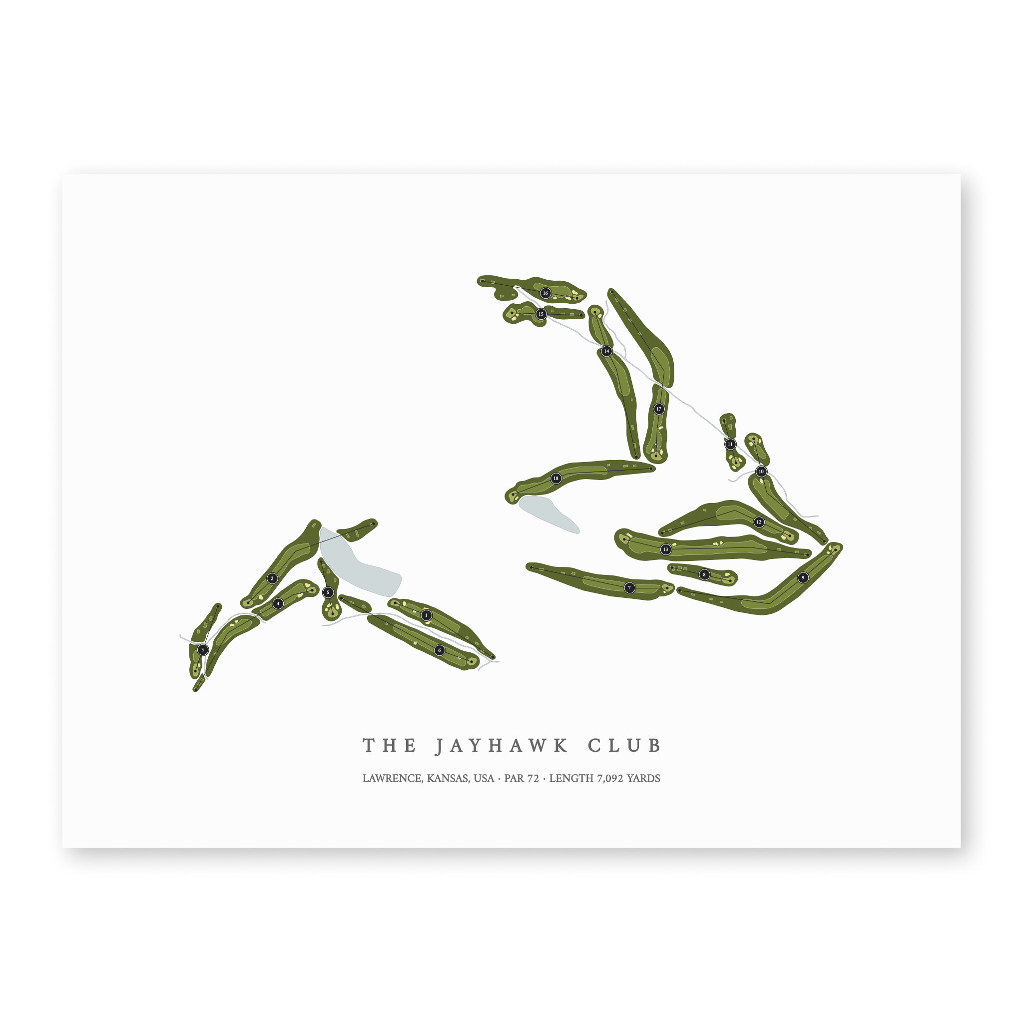 The Jayhawk Club | Golf Course Map | Unframed