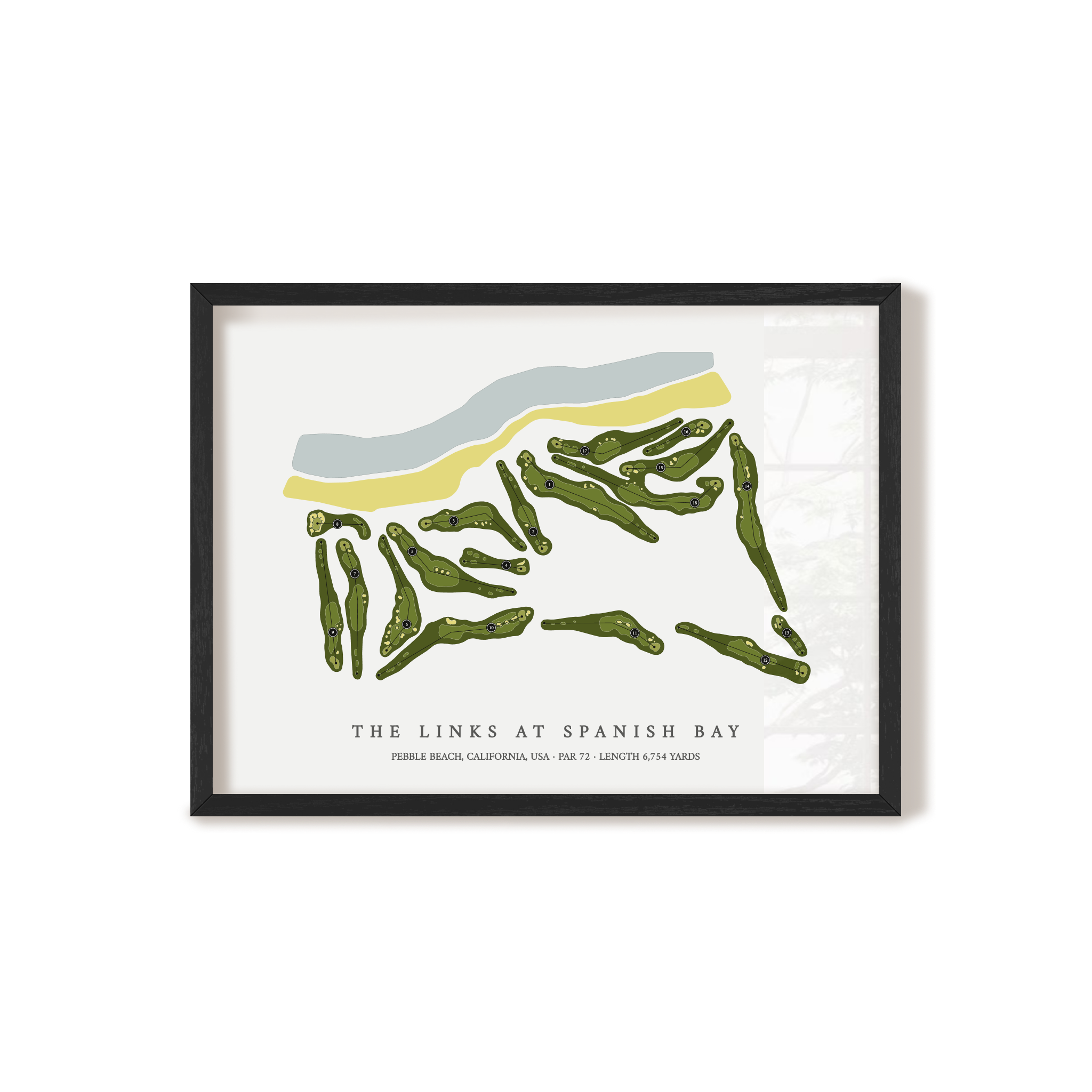 The Links at Spanish Bay | Golf Course Print | Black Frame