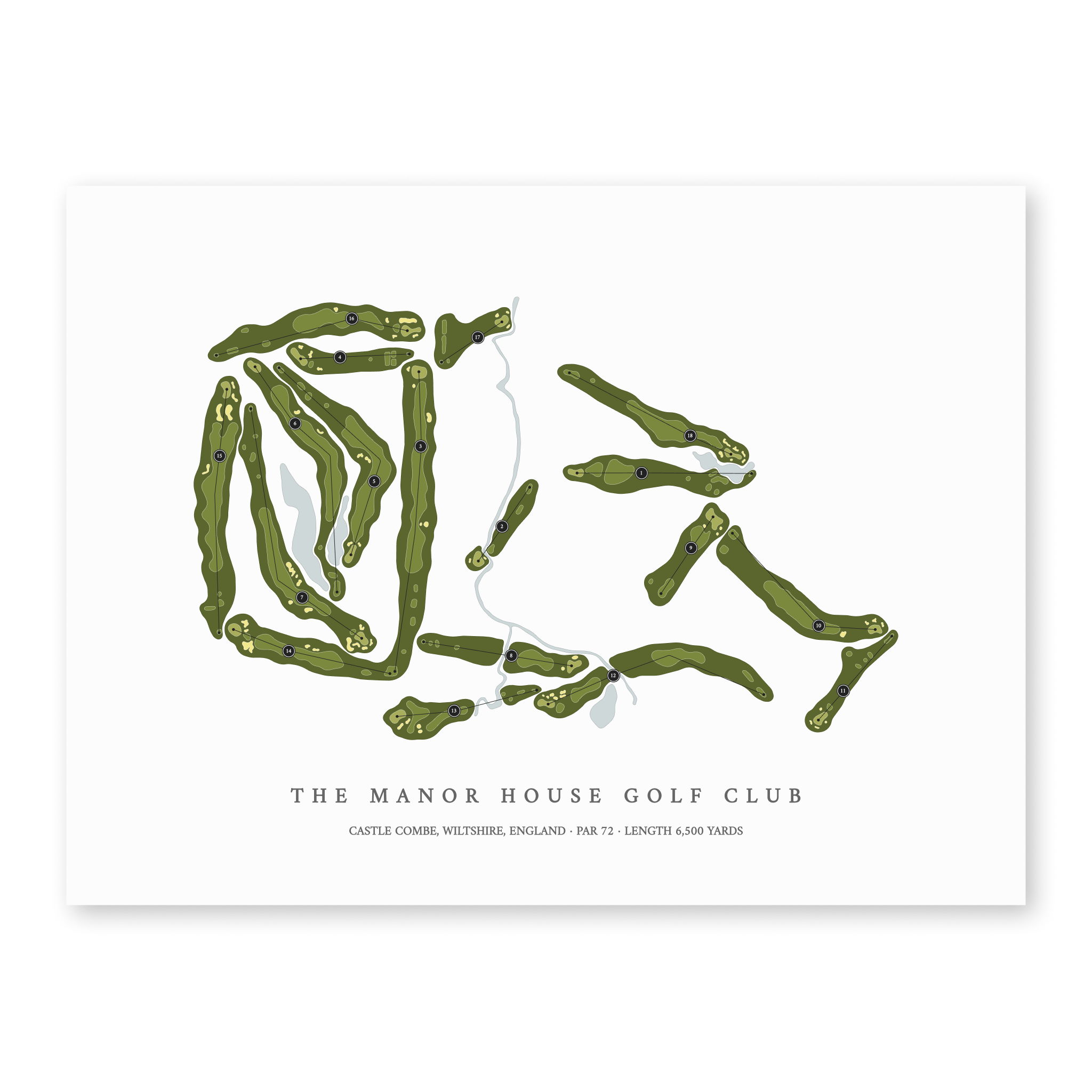 The Manor House Golf Club | Golf Course Map | Unframed