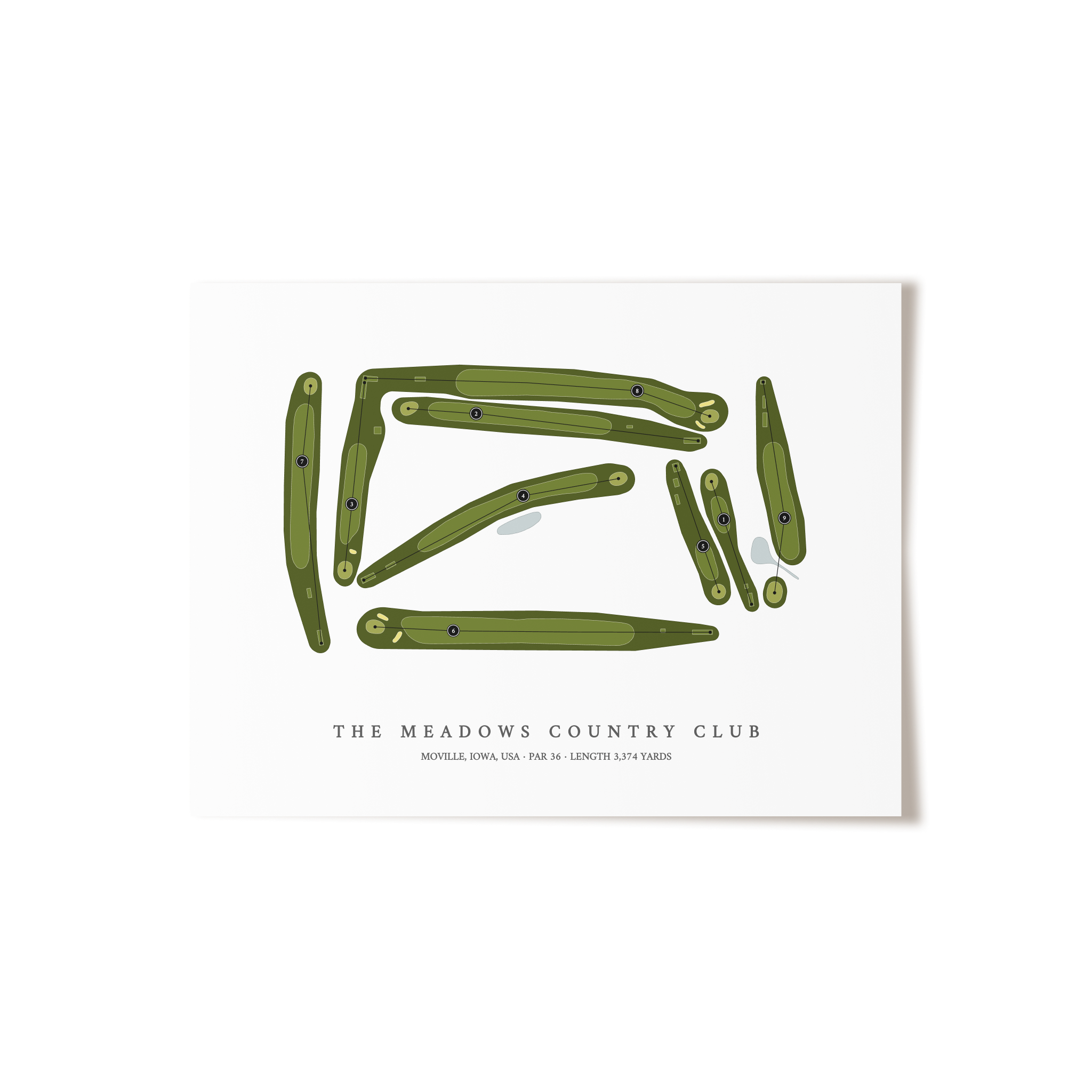 The Meadows Country Club | Golf Course Map | Unframed