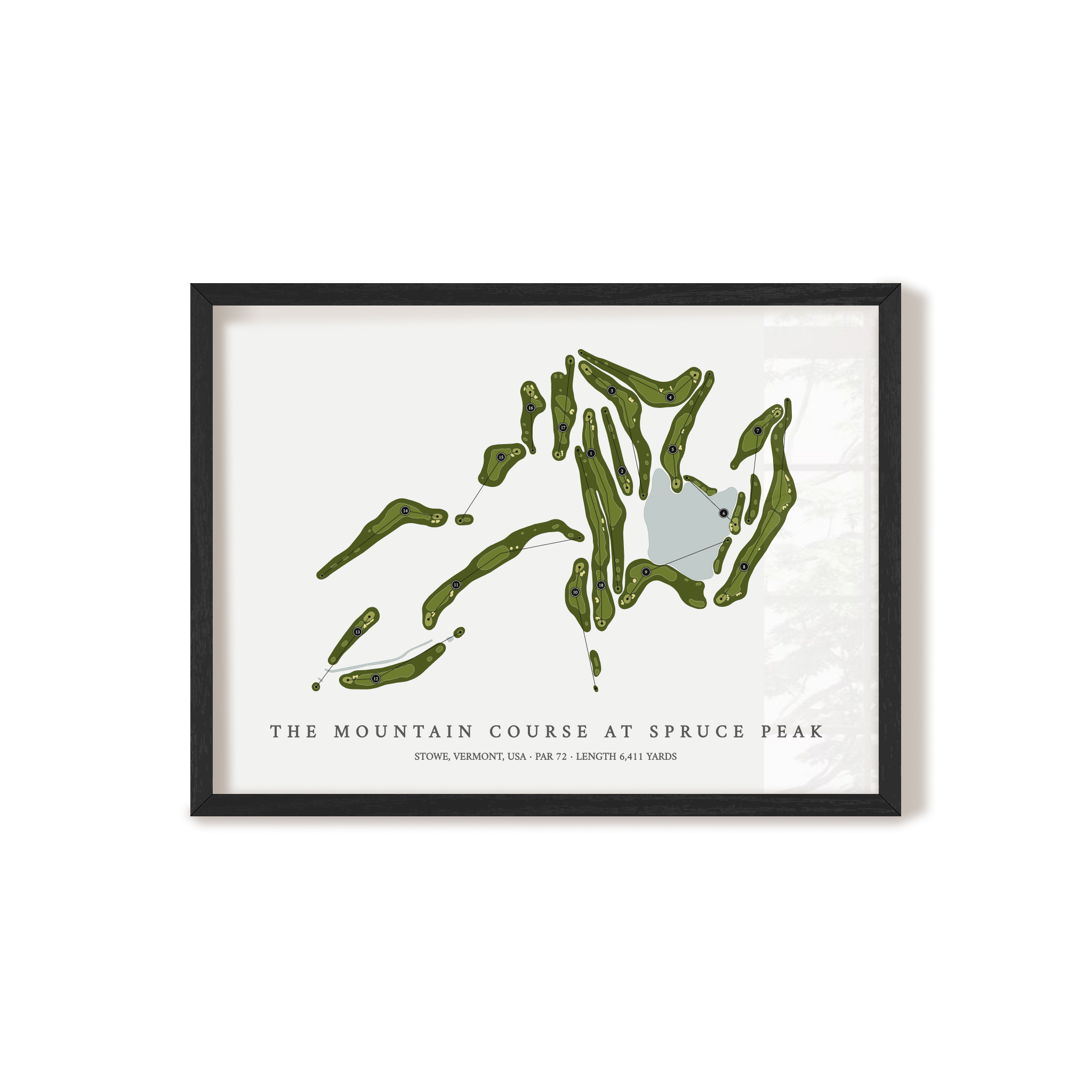 The Mountain Course at Spruce Peak | Golf Course Map | Black Frame