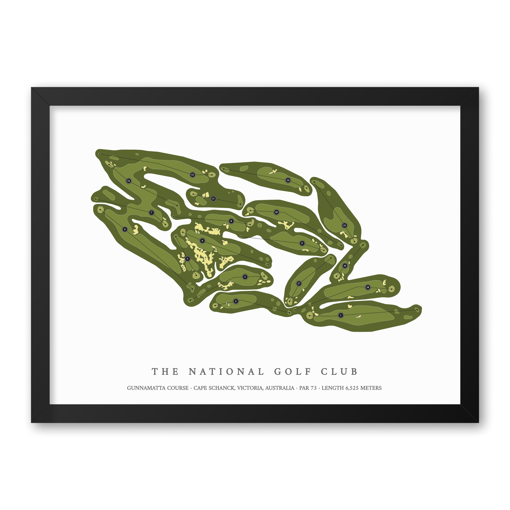The National Golf Club - Gunnamatta Course | Golf Course Map | Black Frame