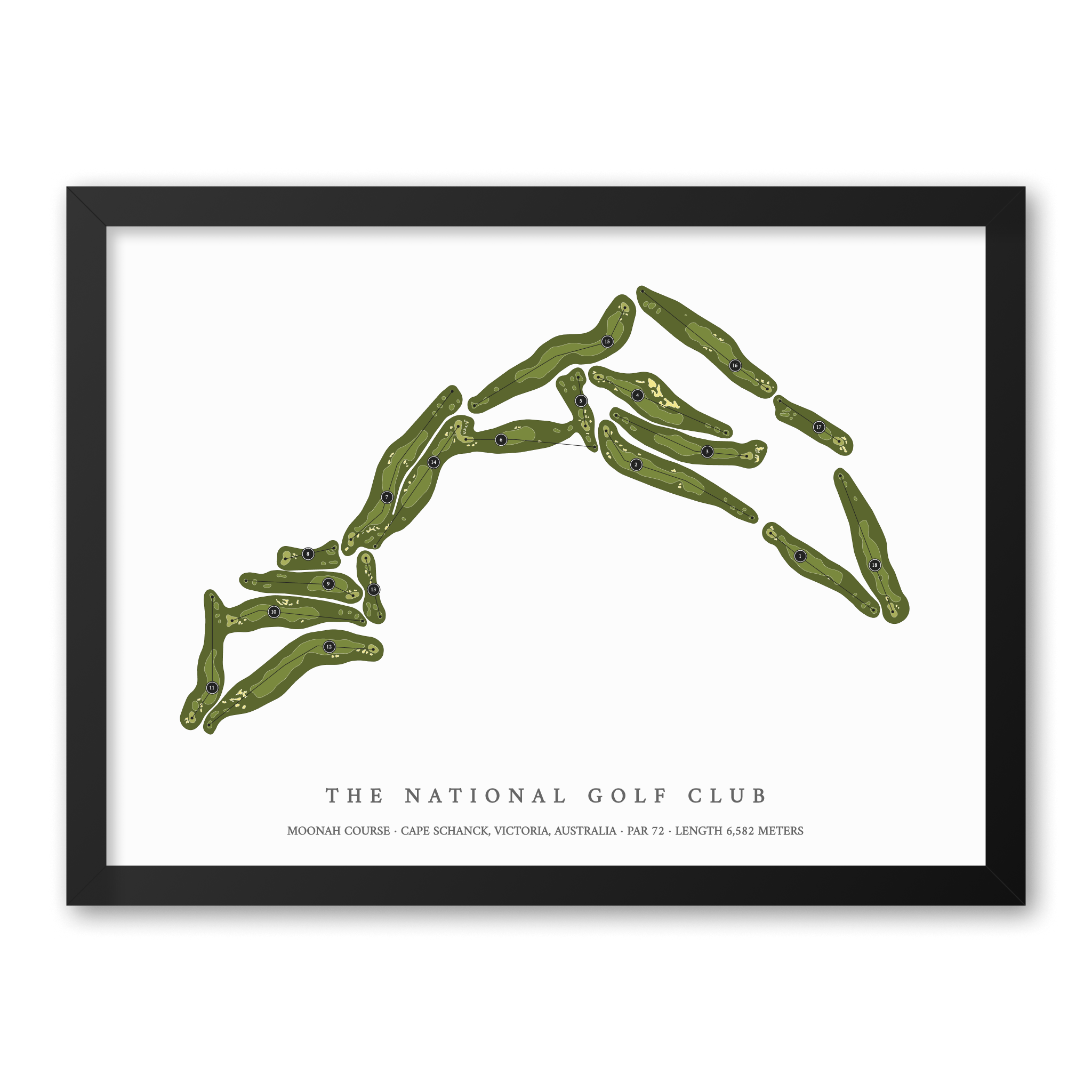 The National Golf Club - Moonah Course | Golf Course Map | Black Frame