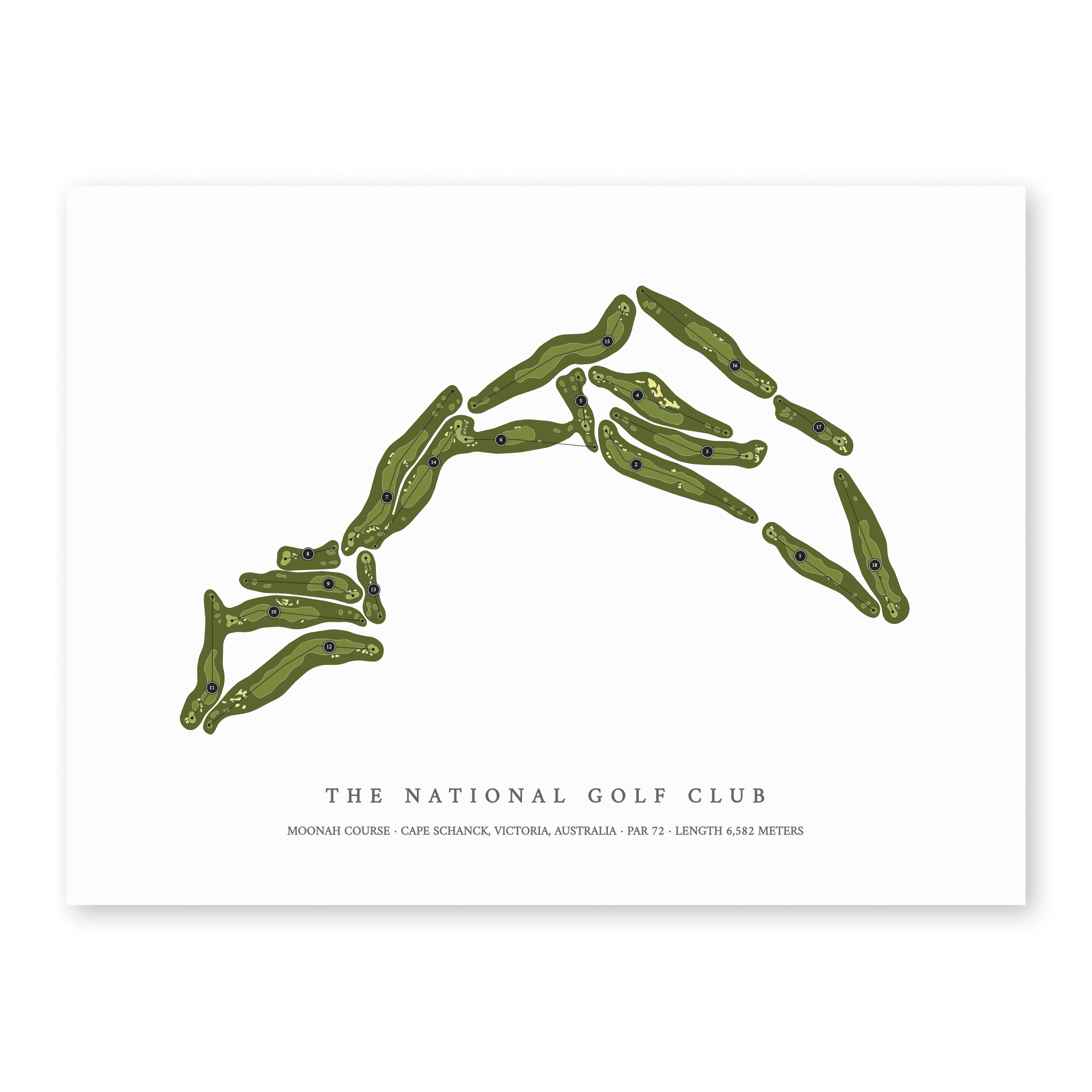 The National Golf Club - Moonah Course | Golf Course Map | Unframed