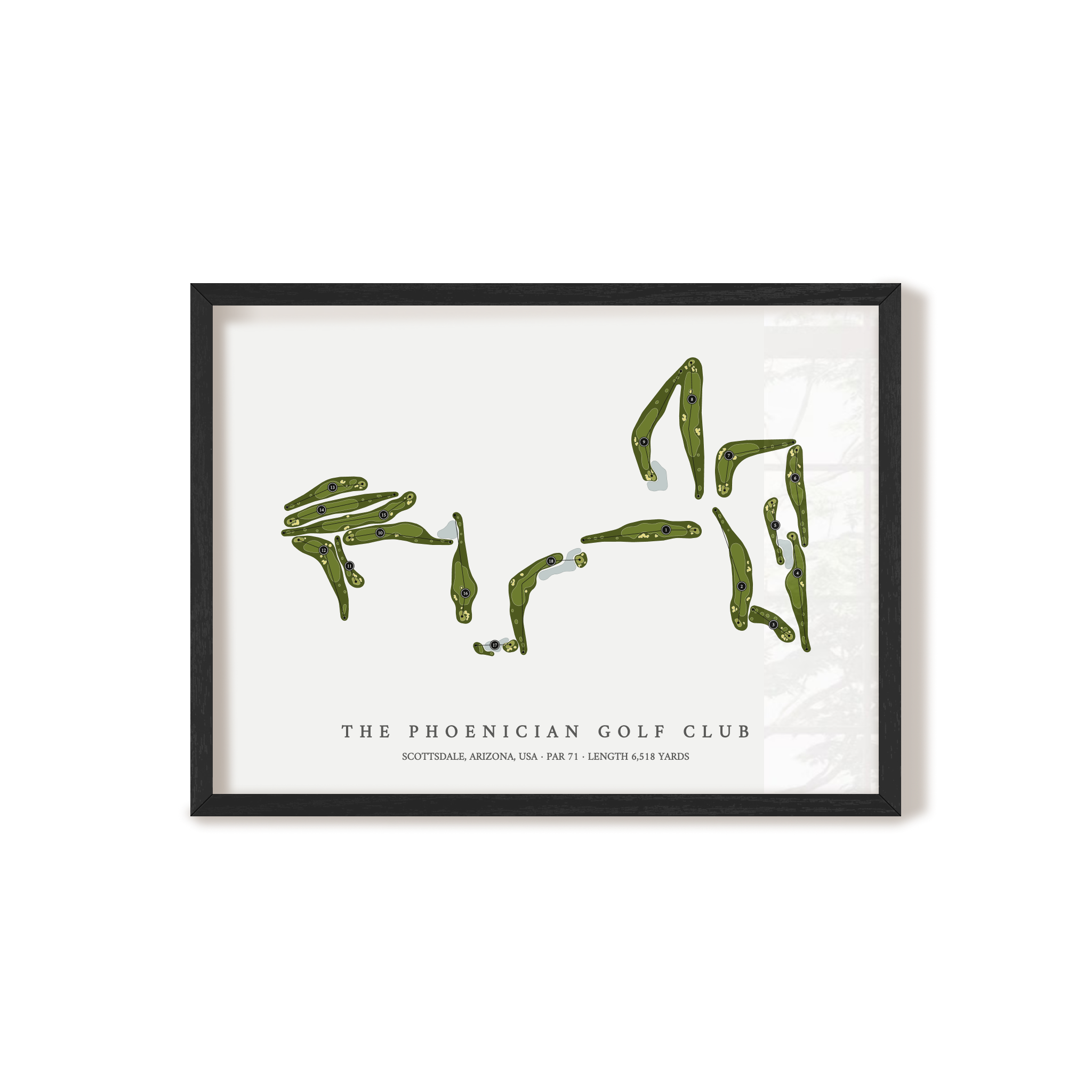 The Phoenician Golf Club | Golf Course Map | Black Frame