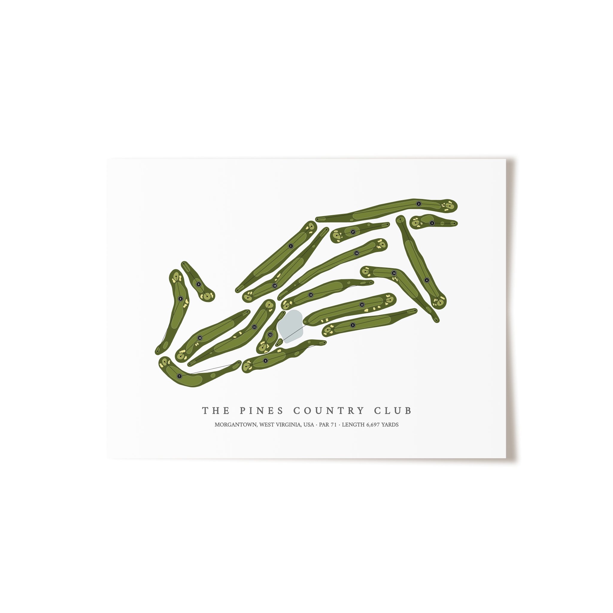 The Pines Country Club | Golf Course Map | Unframed