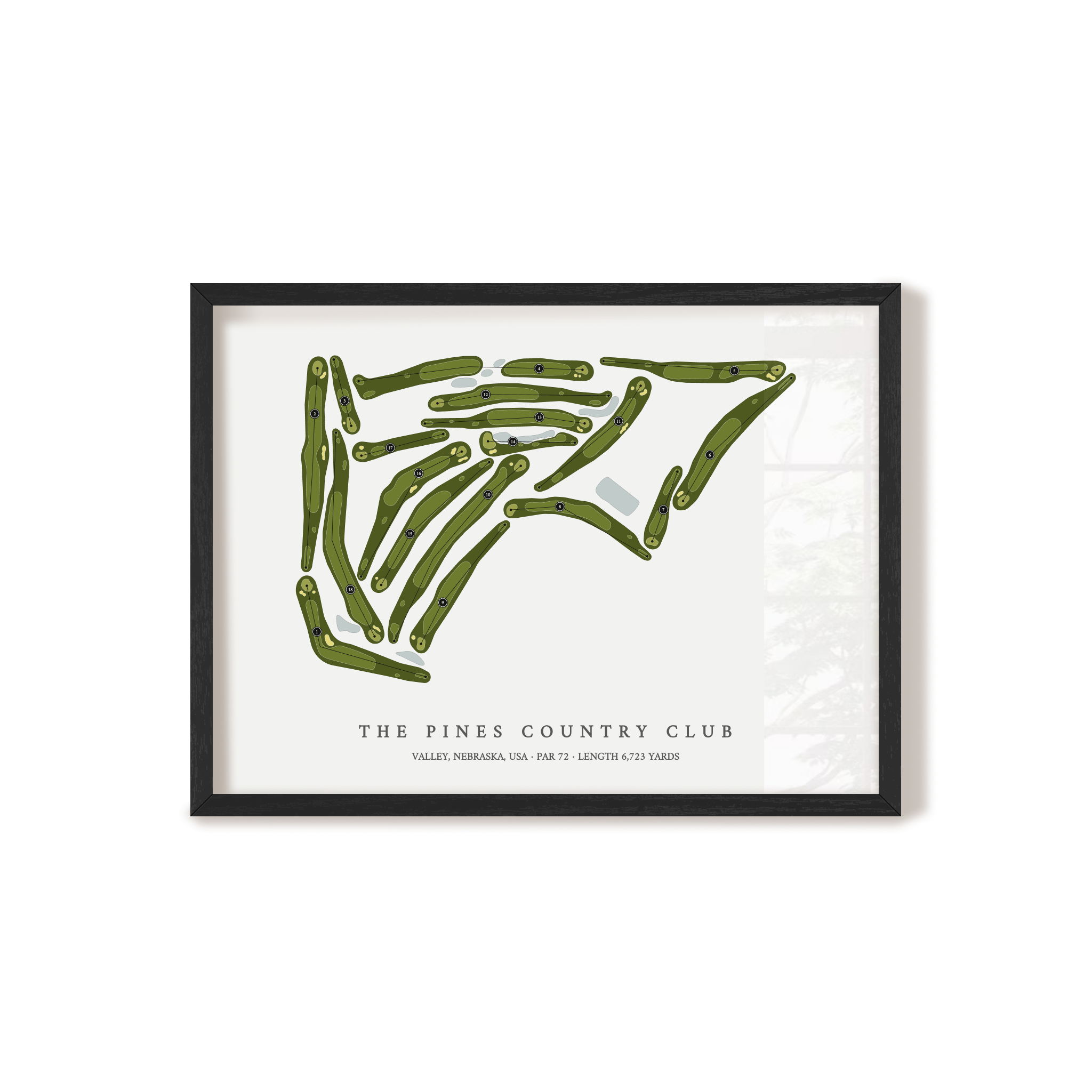The Pines Country Club | Golf Course Map | Black Frame