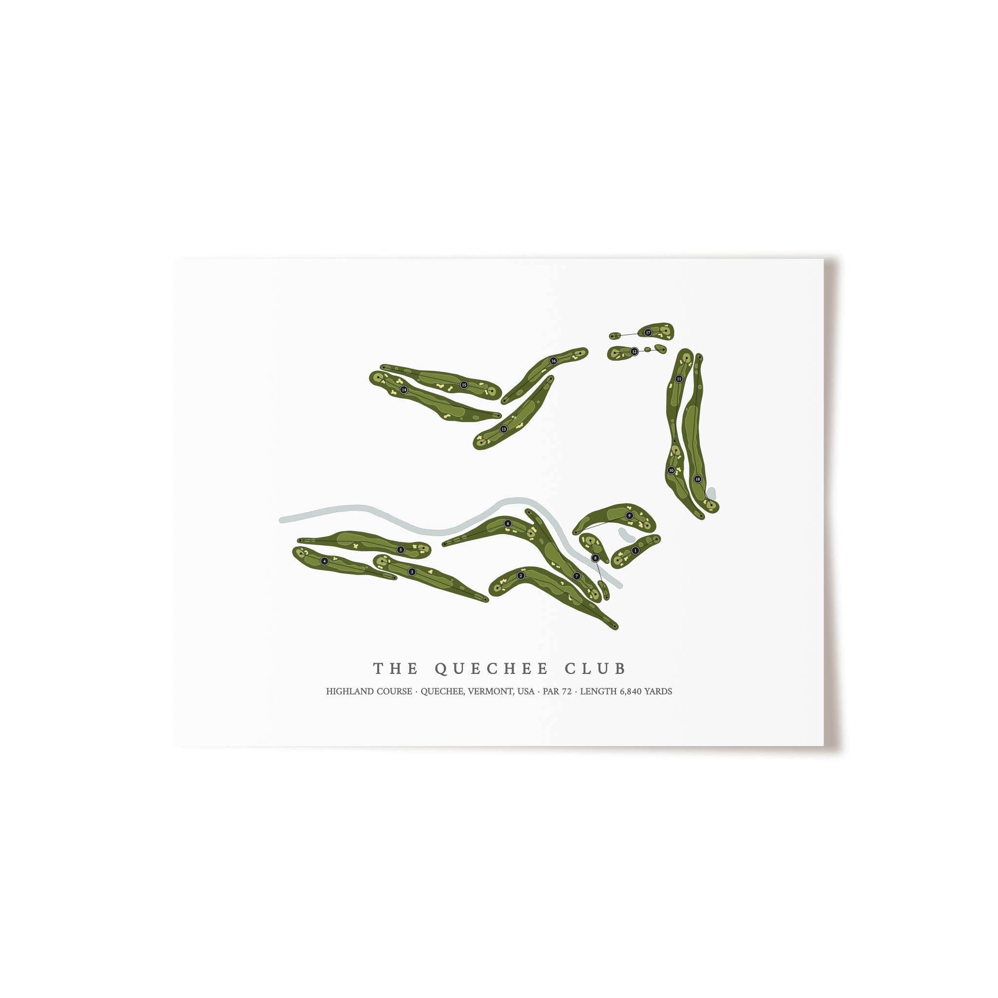 The Quechee Club - Highland Course | Golf Course Map | Unframed