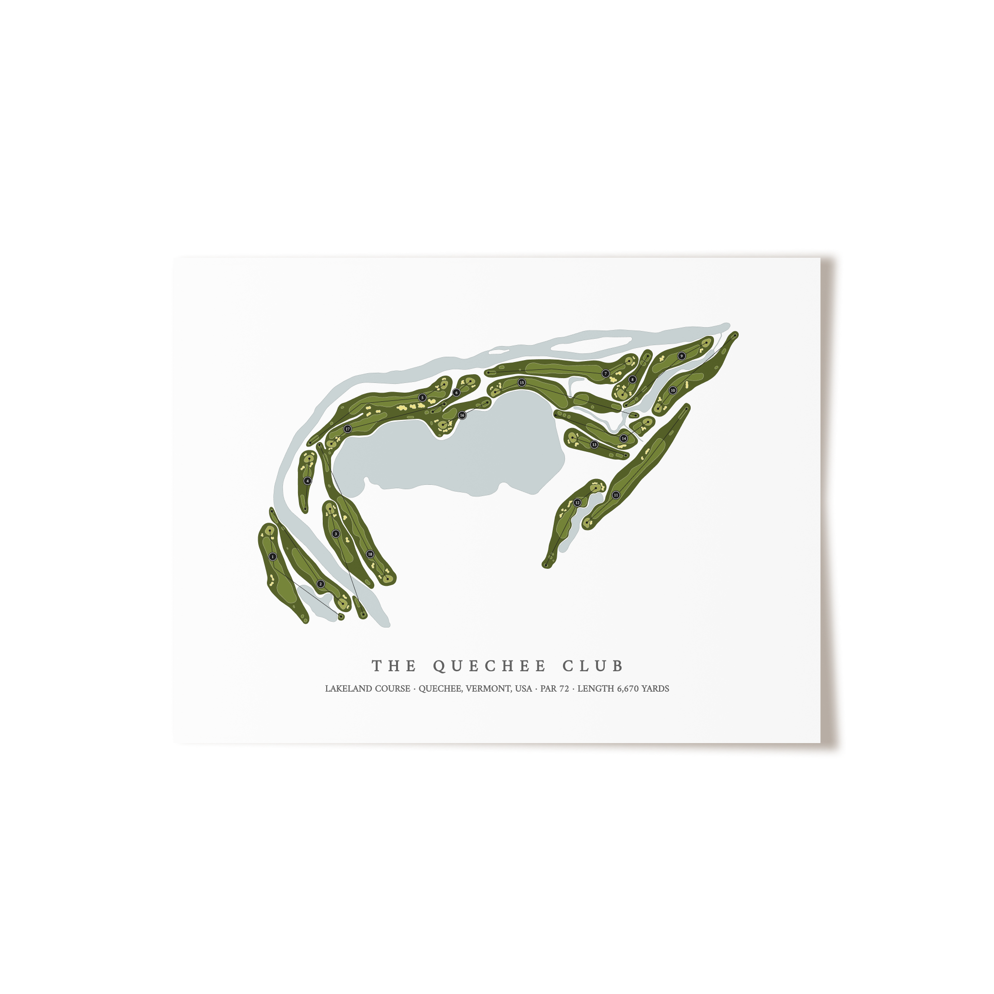 The Quechee Club - Lakeland Course | Golf Course Map | Unframed