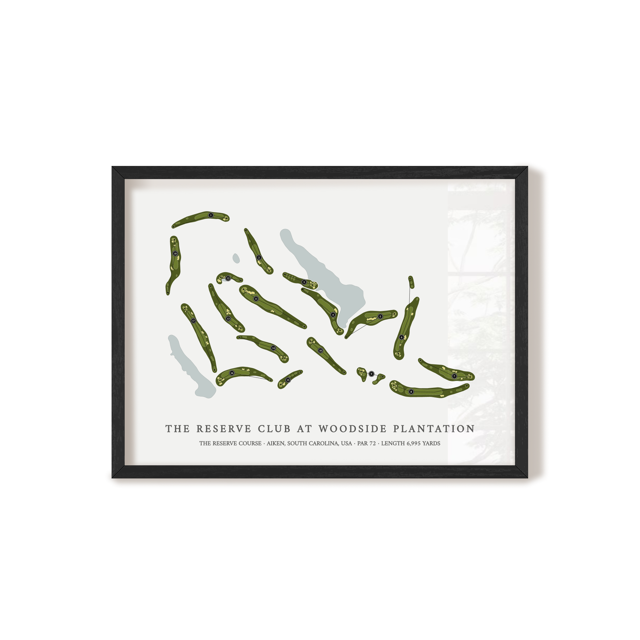 The Reserve Club At Woodside Plantation - The Reserve Course | Golf Course Map | Black Frame