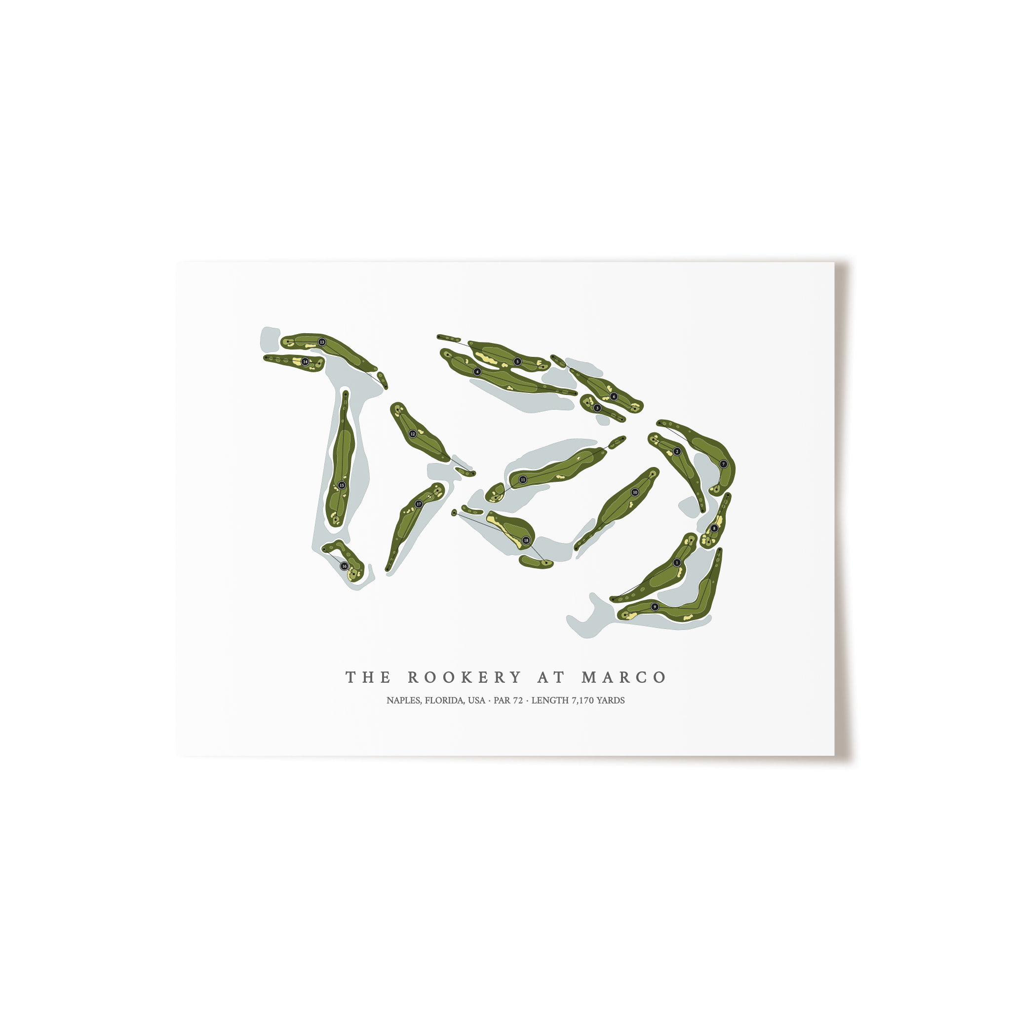 The Rookery At Marco | Golf Course Map | Unframed