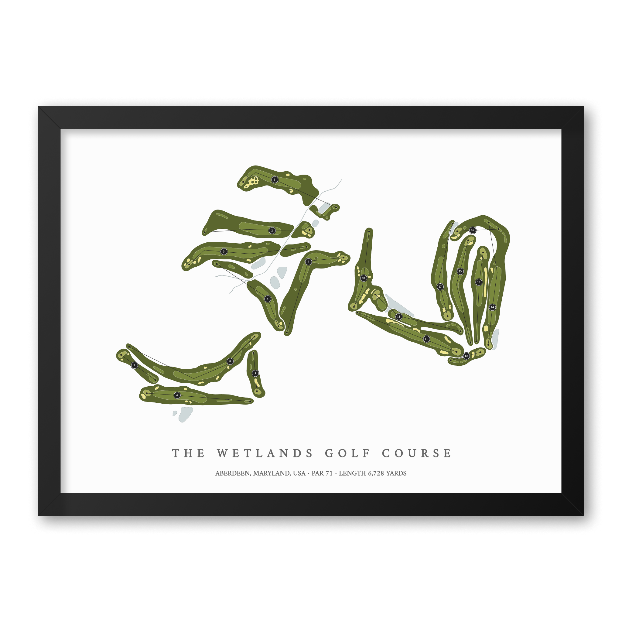 The Wetlands Golf Course | Golf Course Map | Black Frame