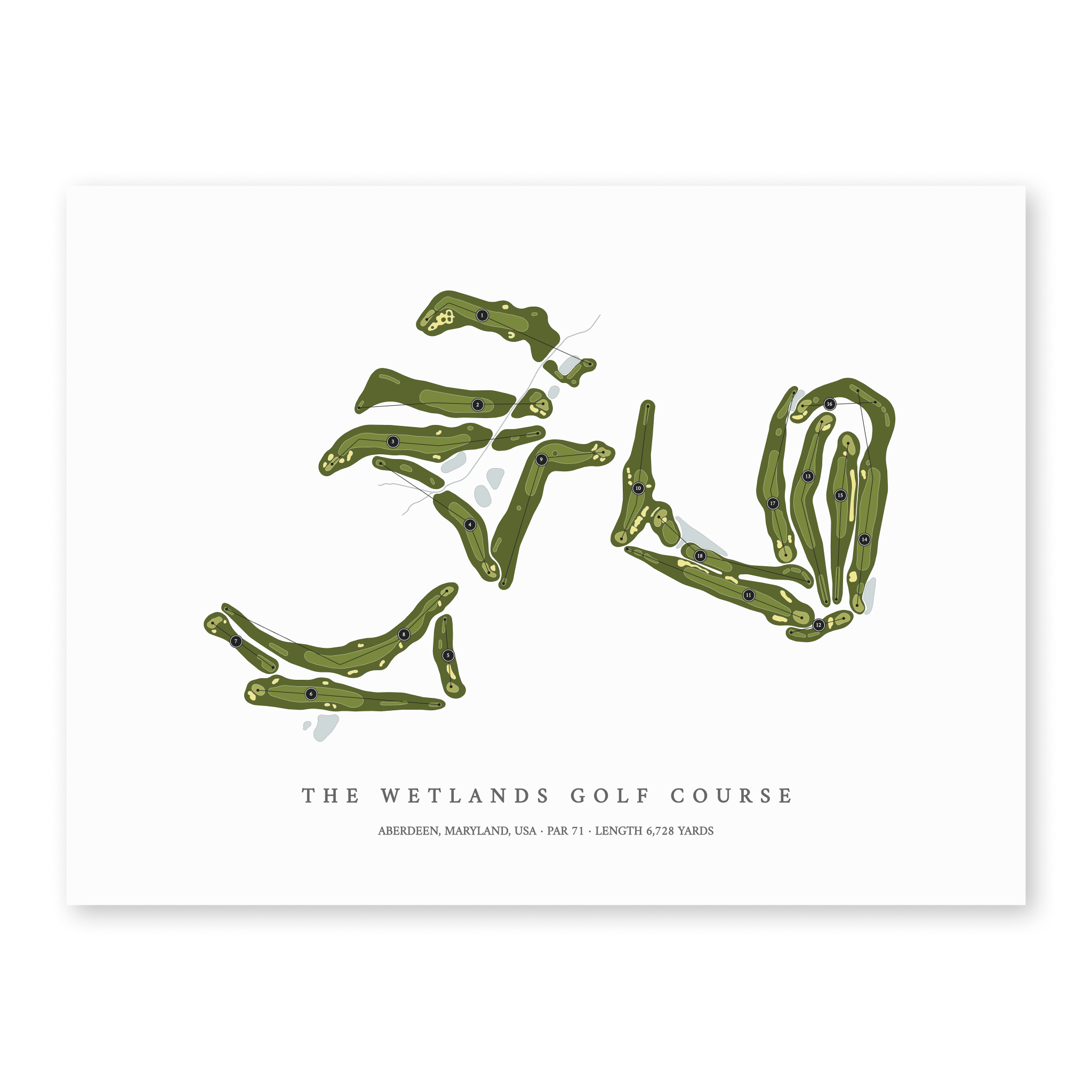 The Wetlands Golf Course | Golf Course Map | Unframed