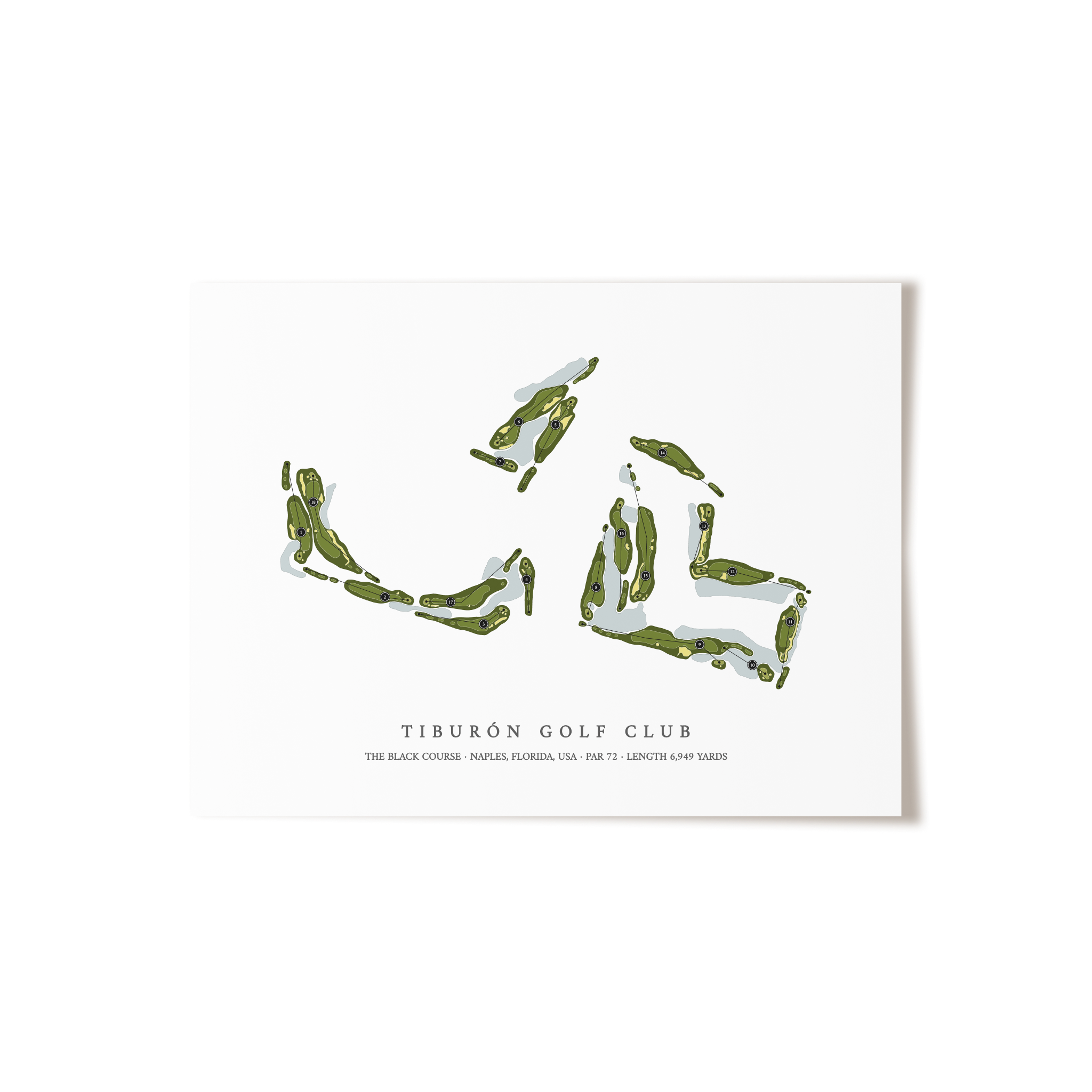 Tiburon Golf Club - The Black Course | Golf Course Map | Unframed