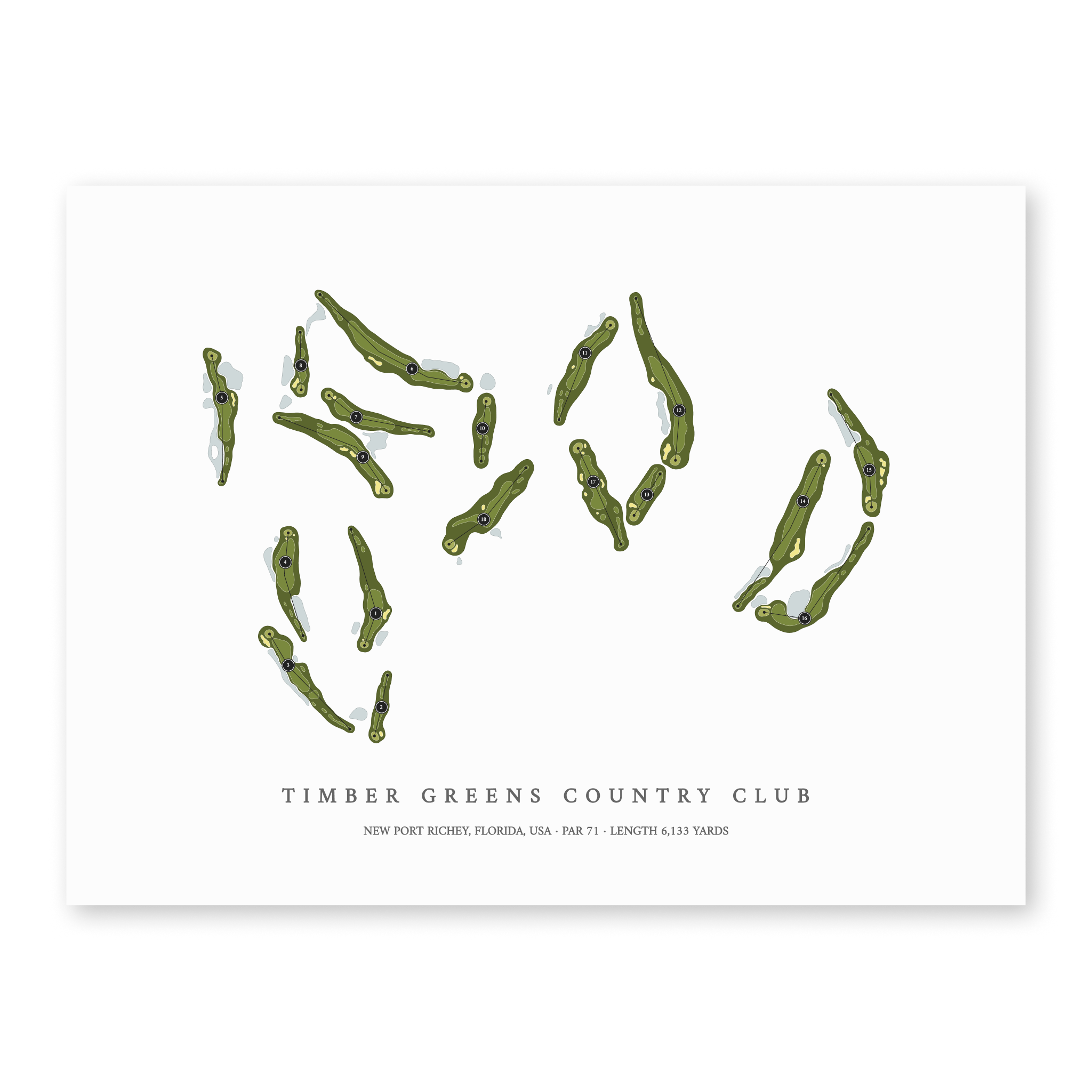 Timber Greens Country Club | Golf Course Map | Unframed