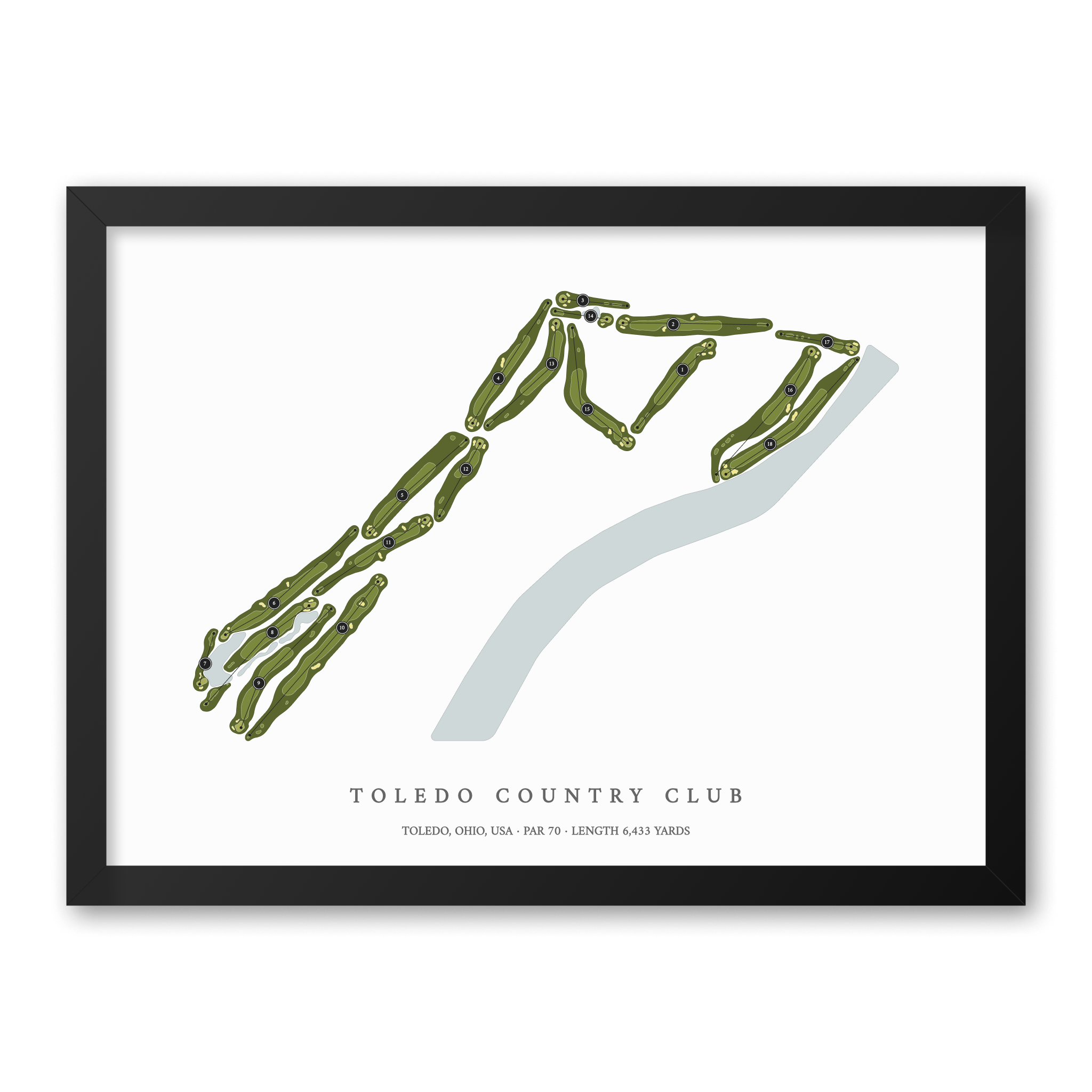 Toledo Country Club | Golf Course Print | Black Frame