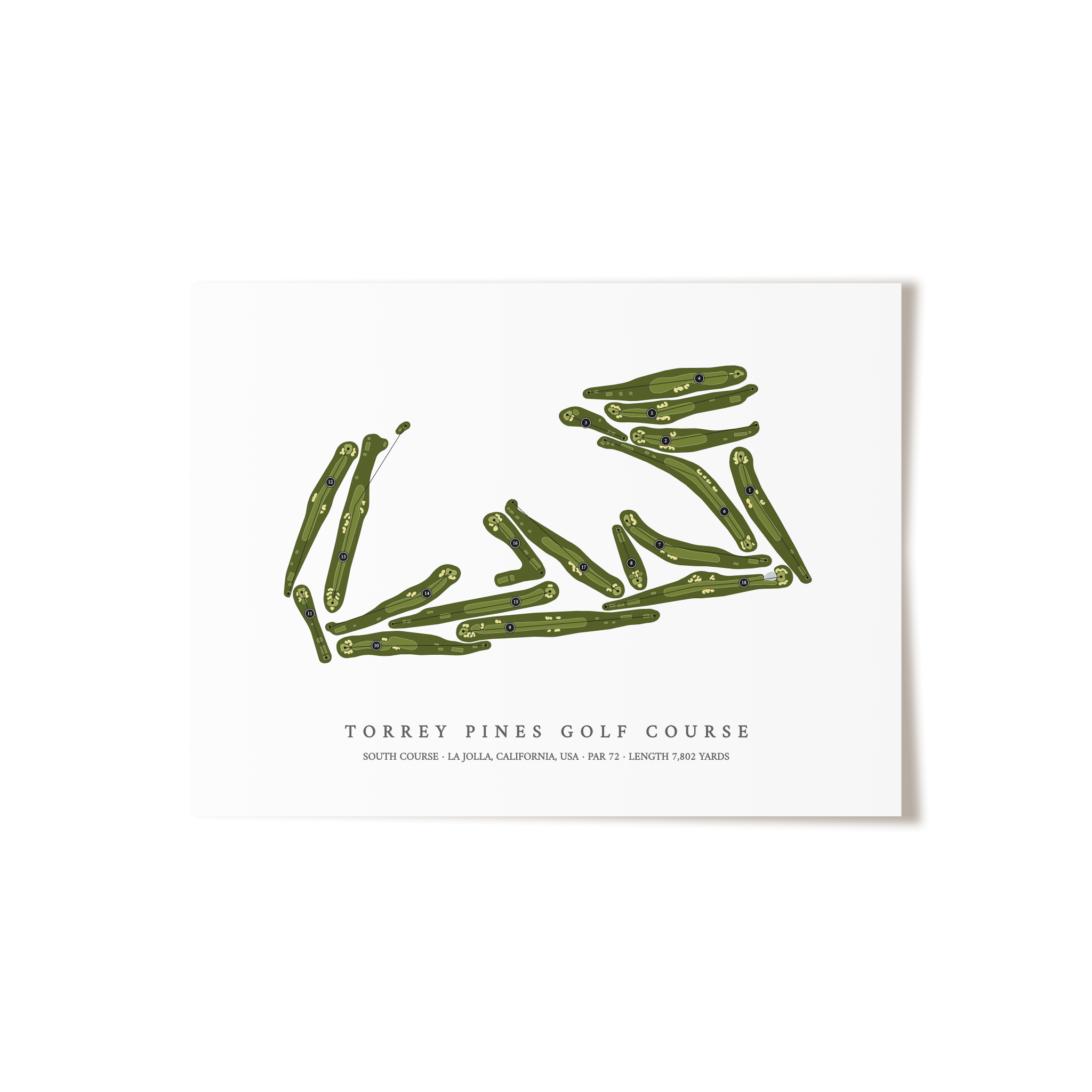 Torrey Pines Golf Course - South Course | Golf Course Map | Unframed