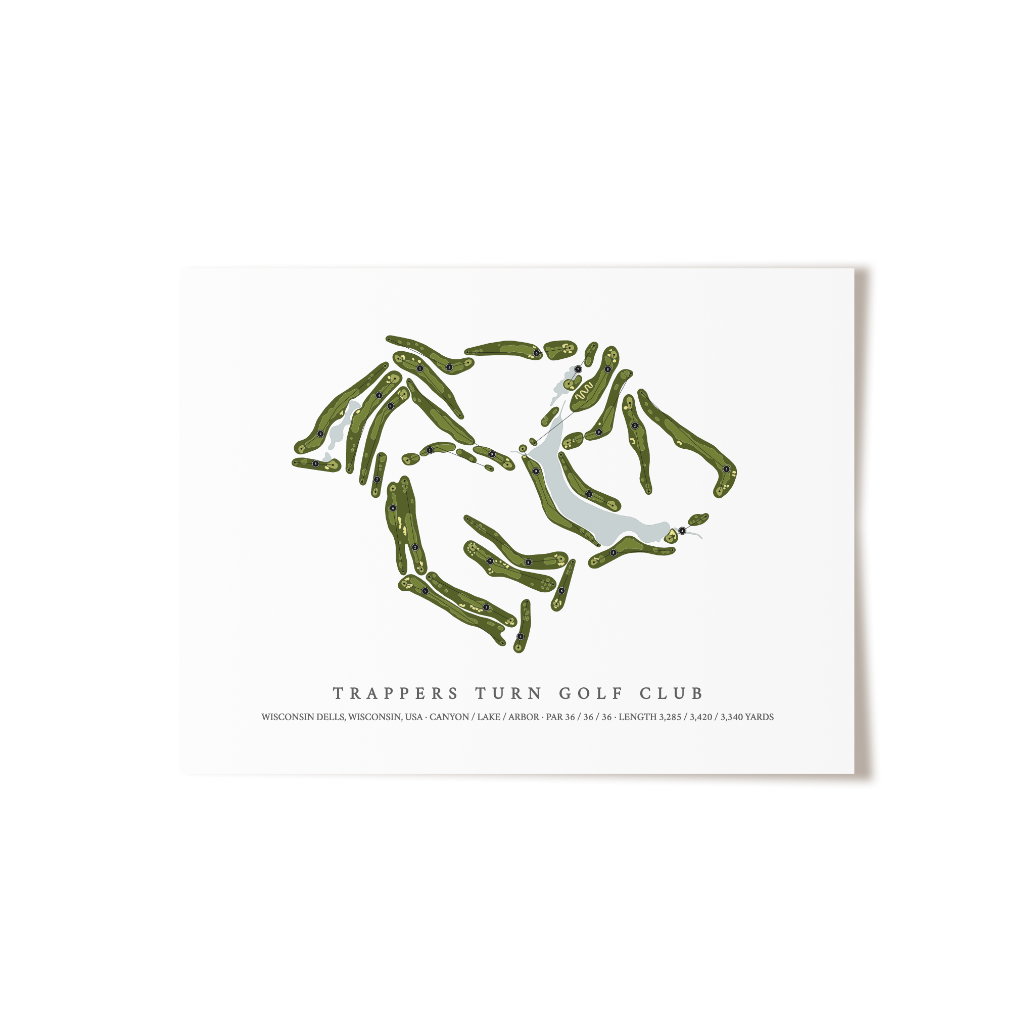 Trappers Turn Golf Club | Golf Course Map | Unframed