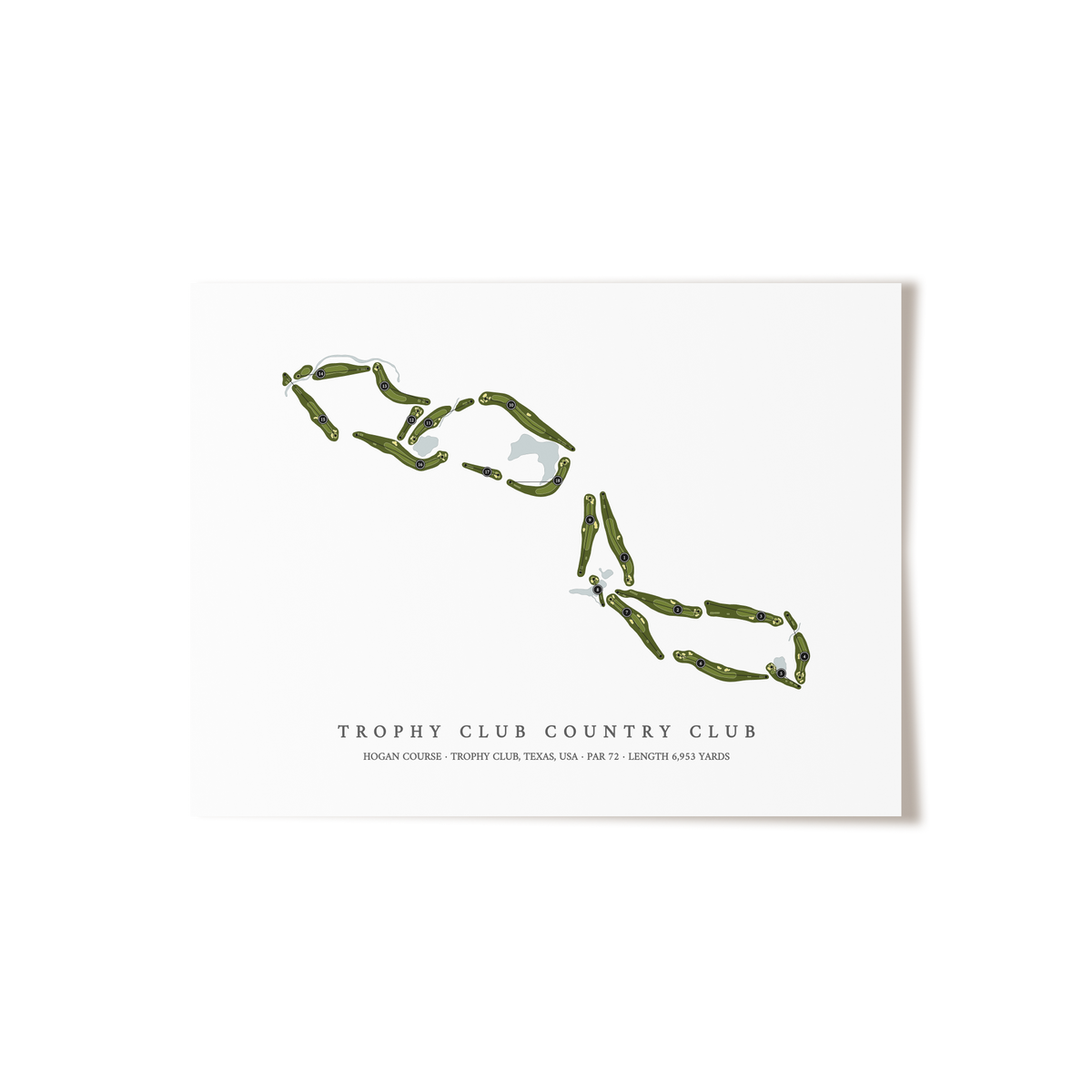 Trophy Club Country Club - Hogan Course | Golf Course Map | Unframed