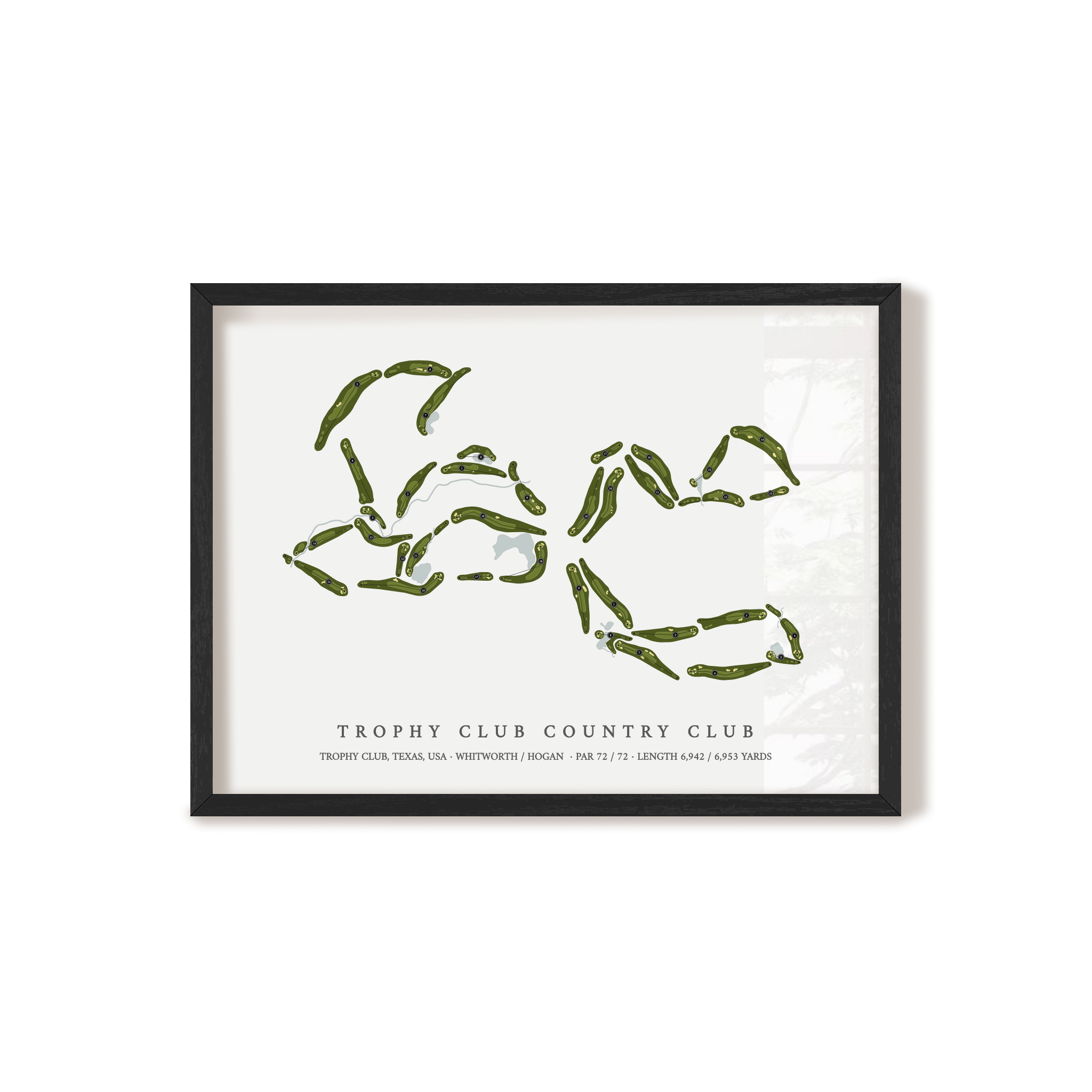 Trophy Club Country Club | Golf Course Map | Black Frame