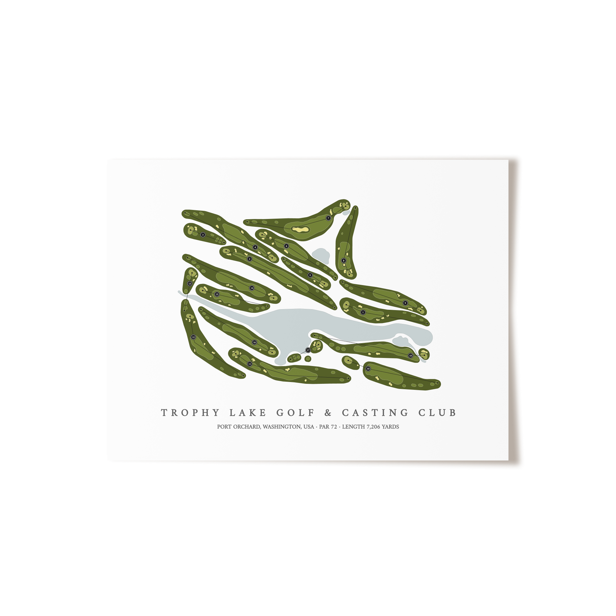 Trophy Lake Golf & Casting Club | Golf Course Map | Unframed
