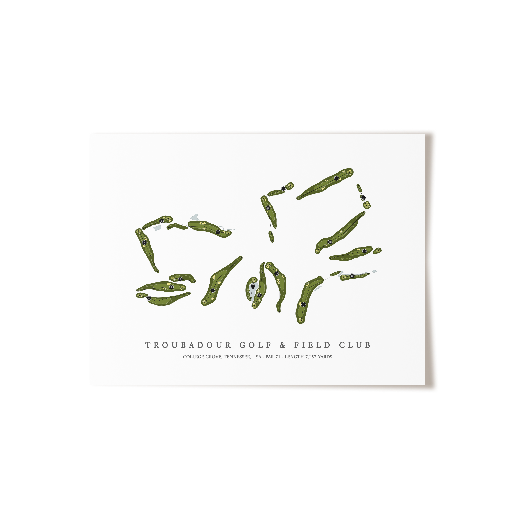 Troubadour Golf & Field Club | Golf Course Map | Unframed