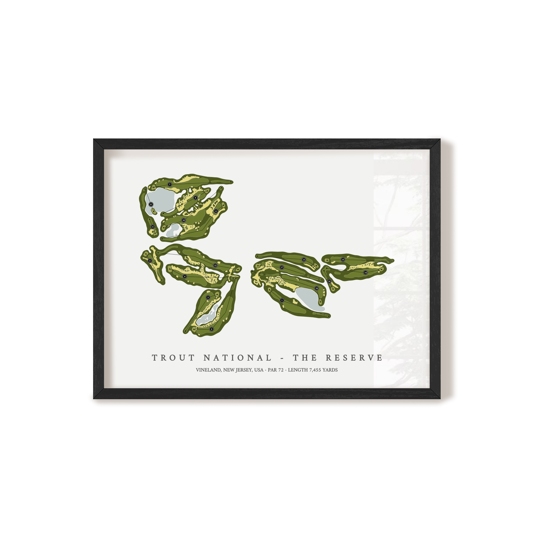 Trout National - The Reserve | Golf Course Map | Black Frame