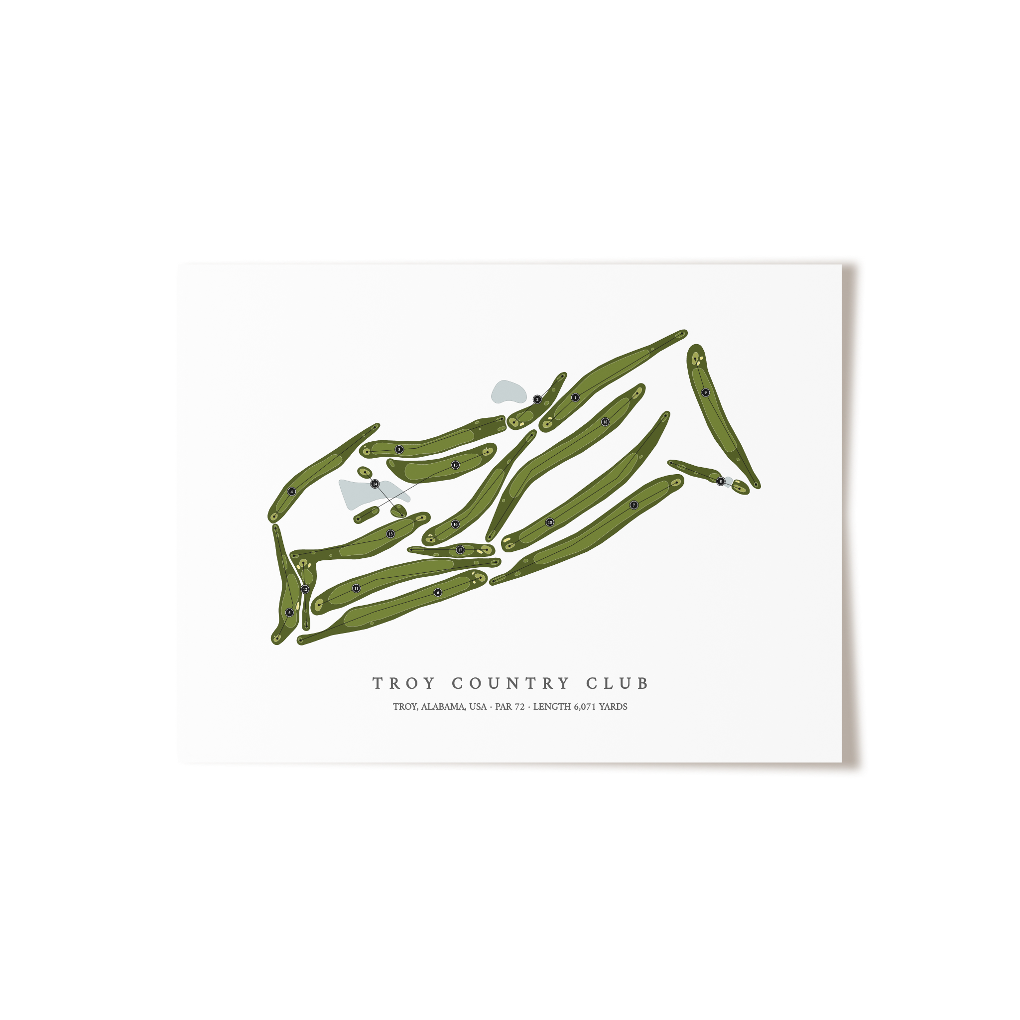 Troy Country Club | Golf Course Map | Unframed