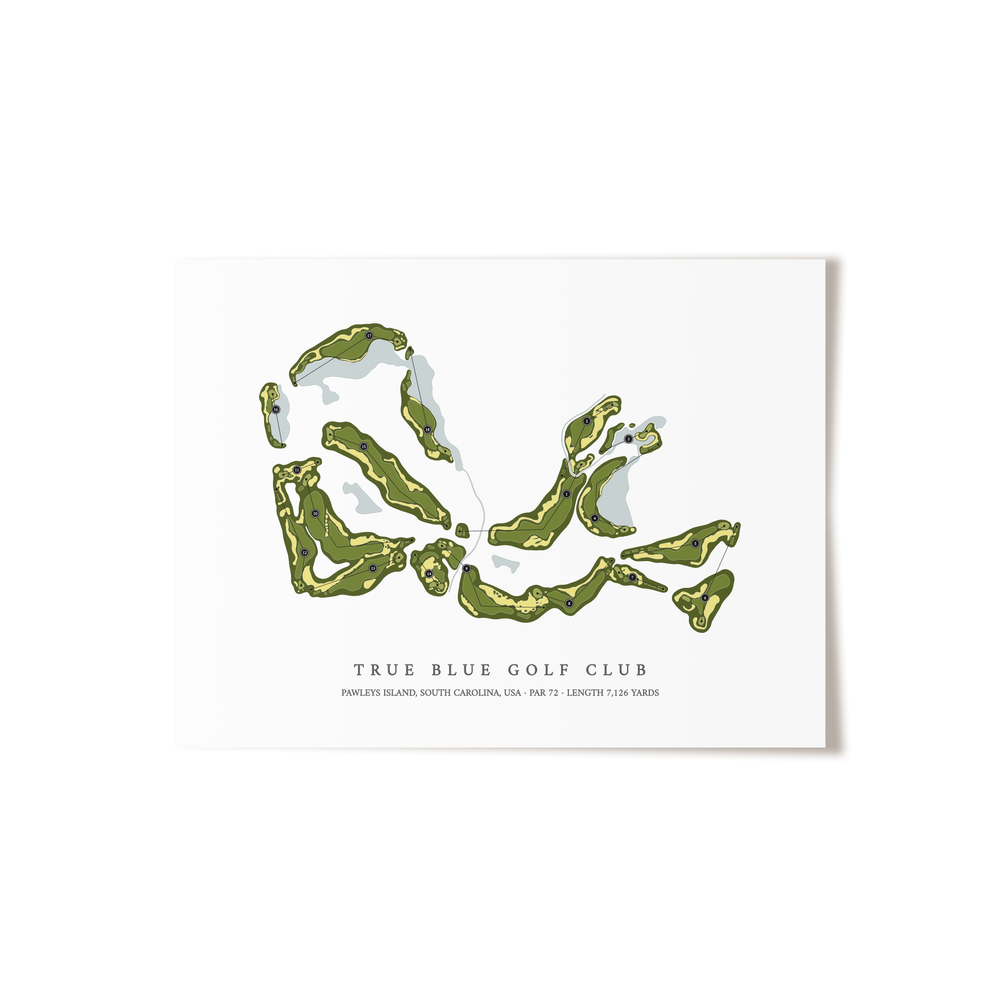 True Blue Golf Club | Golf Course Map | Unframed