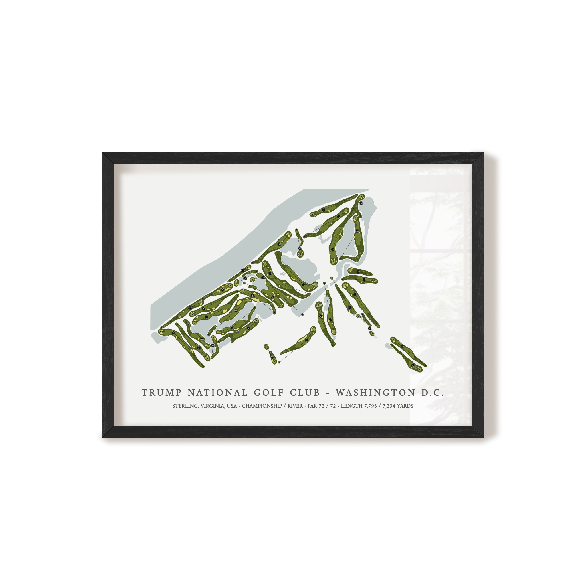 Trump National Golf Club - Washington DC | Golf Course Map | Black Frame