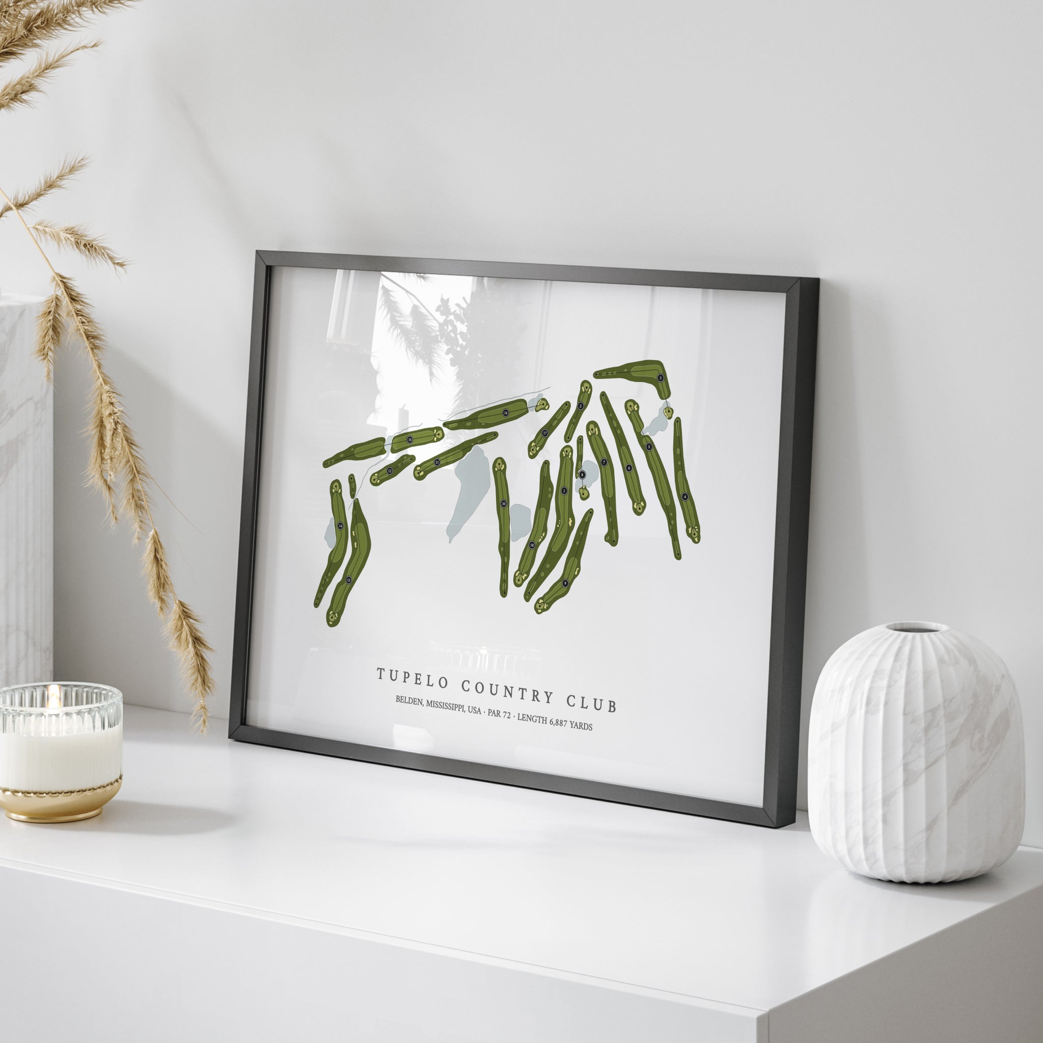 Tupelo Country Club | Golf Course Print | On Table