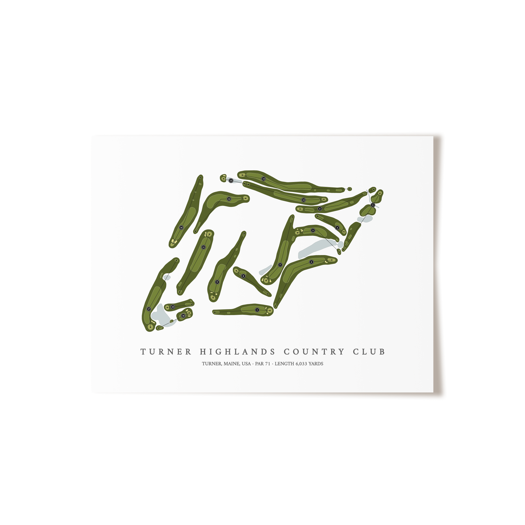 Turner Highlands Country Club | Golf Course Map | Unframed