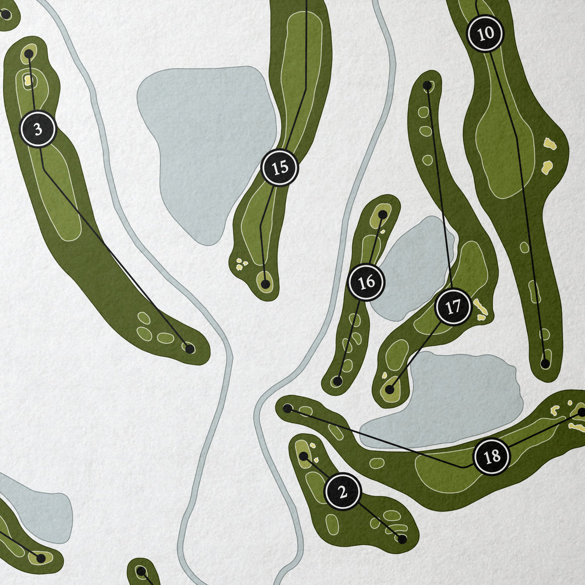 Twin Creeks Golf Course | Golf Course Print | Close Up