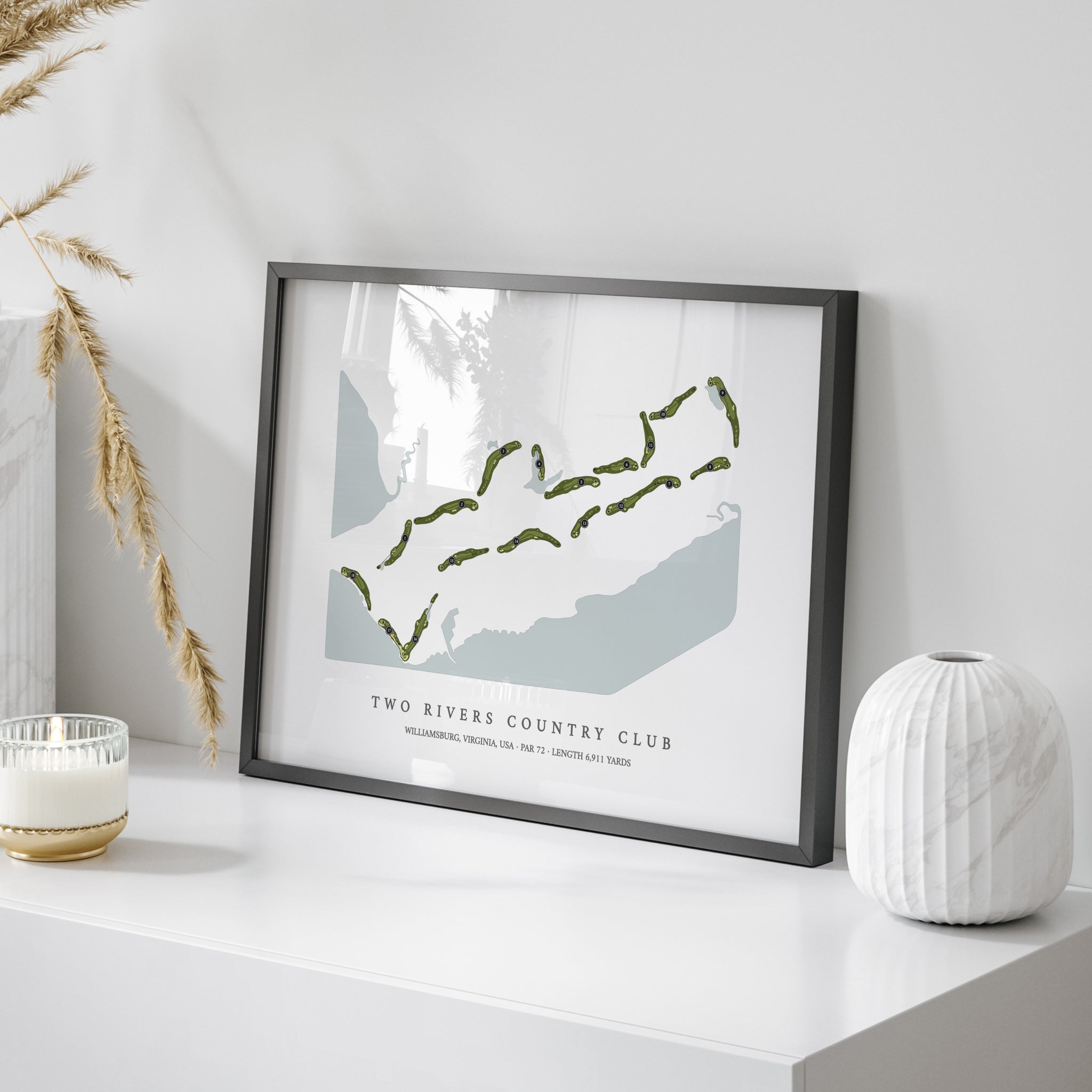Two Rivers Country Club | Golf Course Print | On Table
