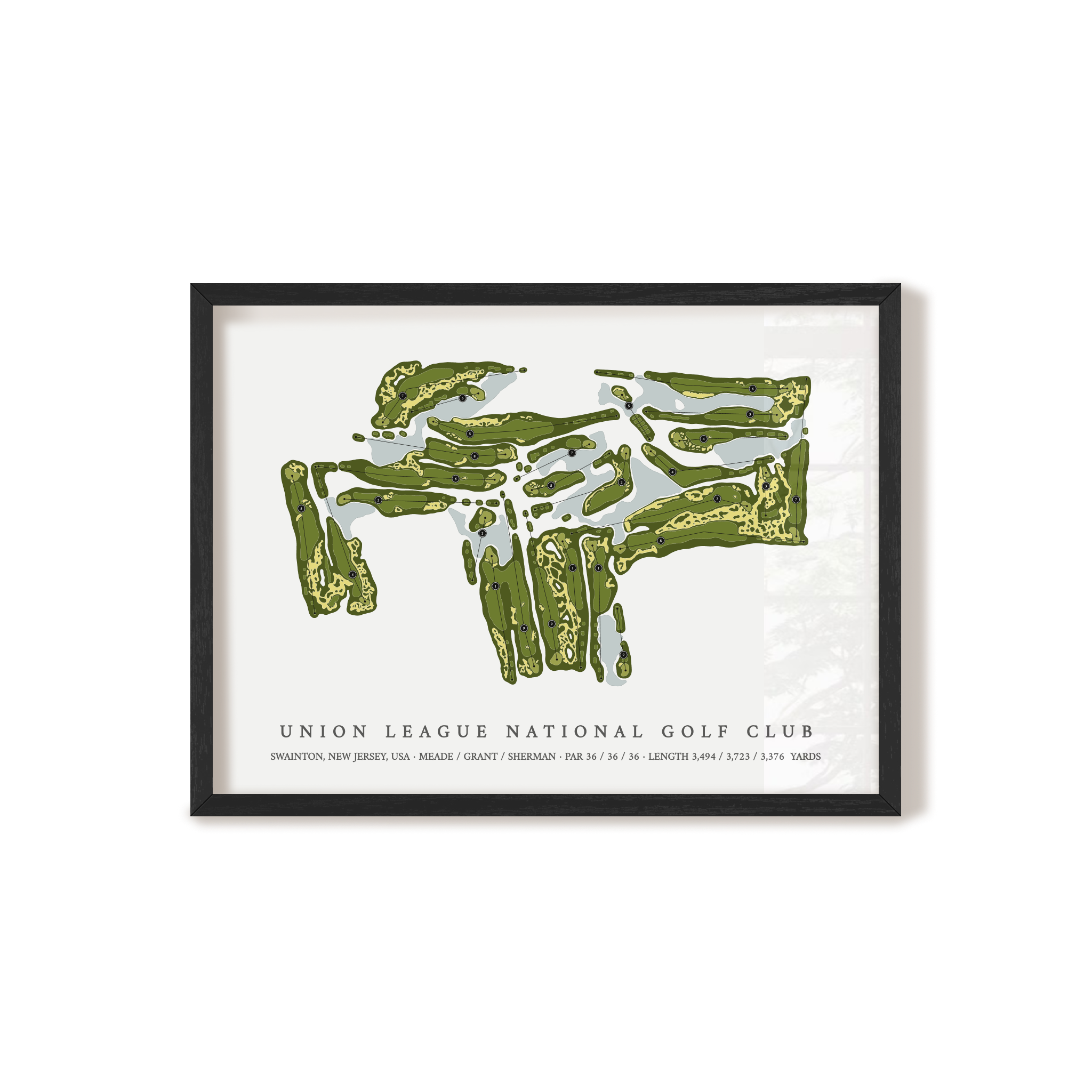 Union League National Golf Club | Golf Course Map | Black Frame