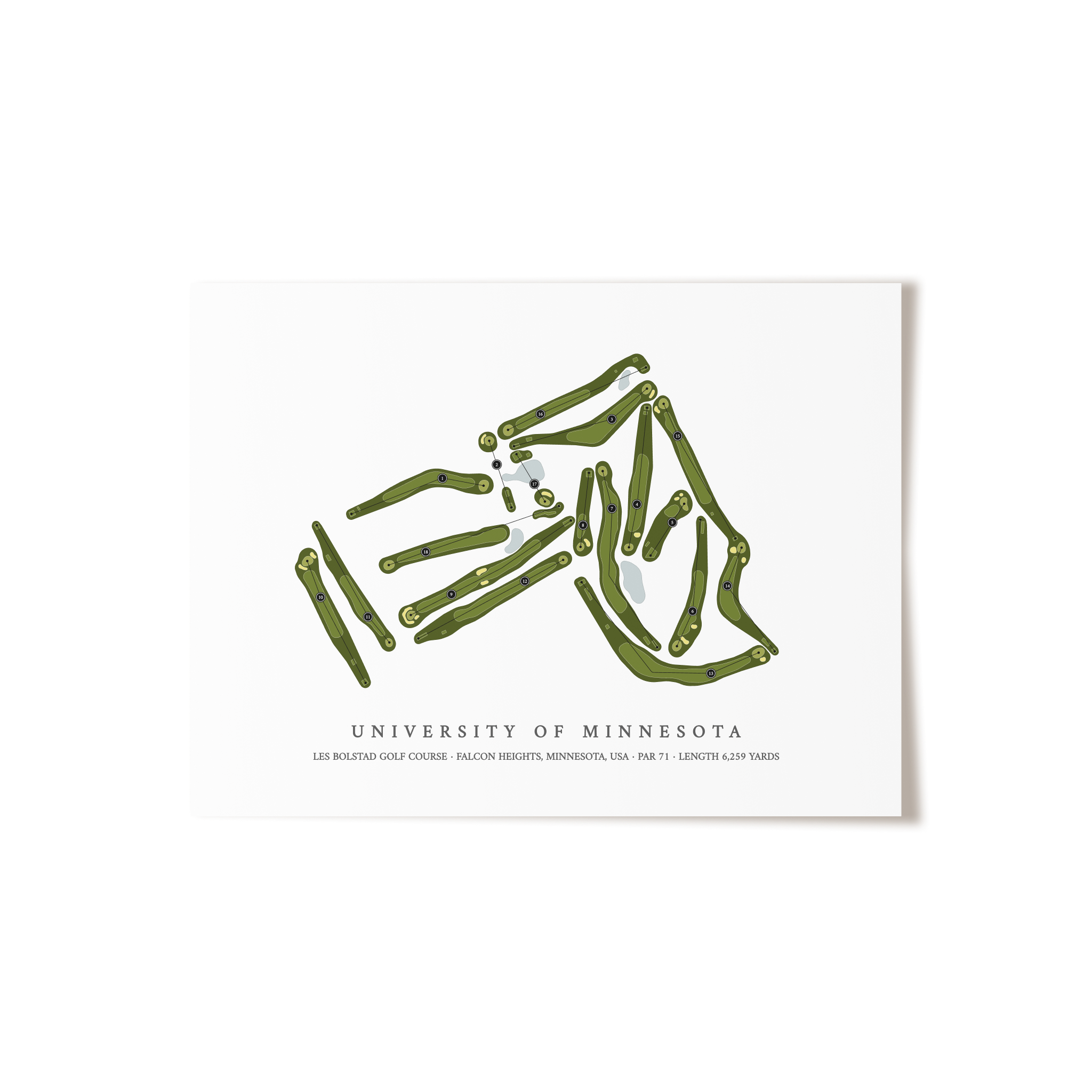 University of Minnesota - Les Bolstad Golf Course | Golf Course Map | Unframed