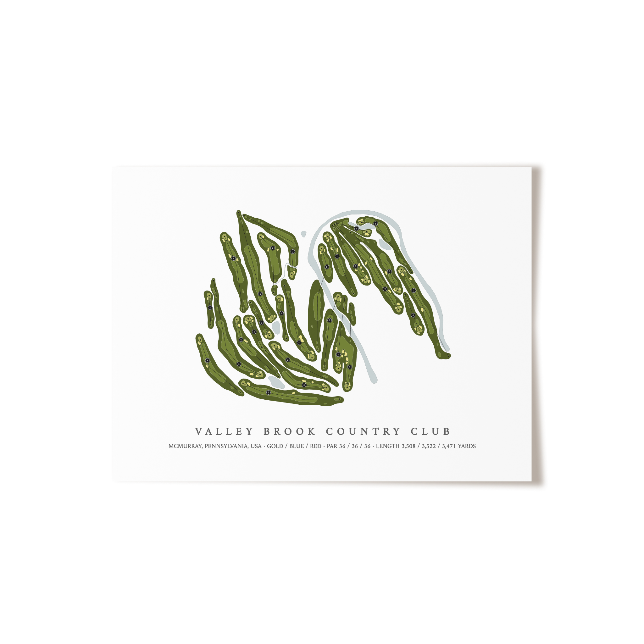 Valley Brook Country Club | Golf Course Print | Unframed