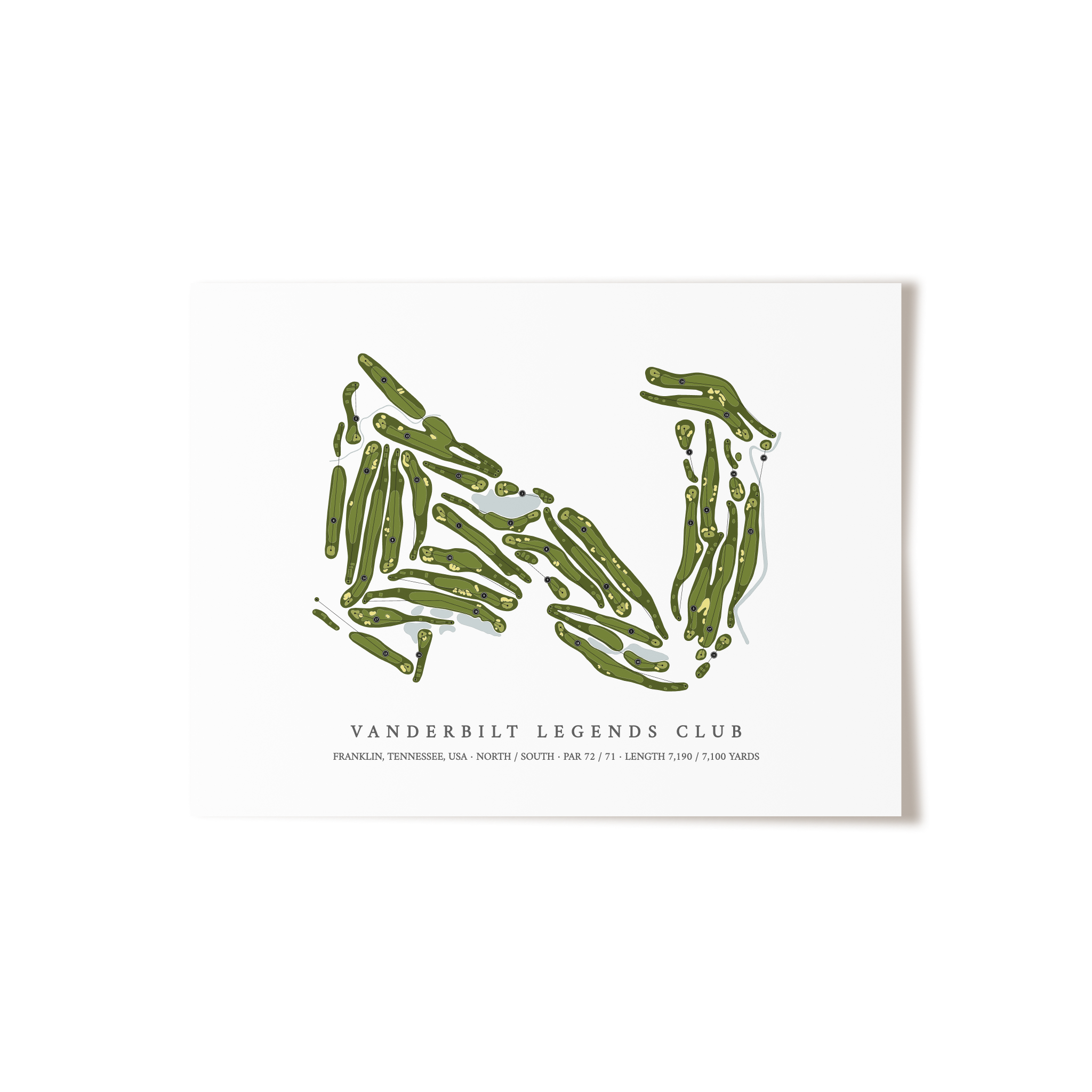 Vanderbilt Legends Club | Golf Course Map | Unframed