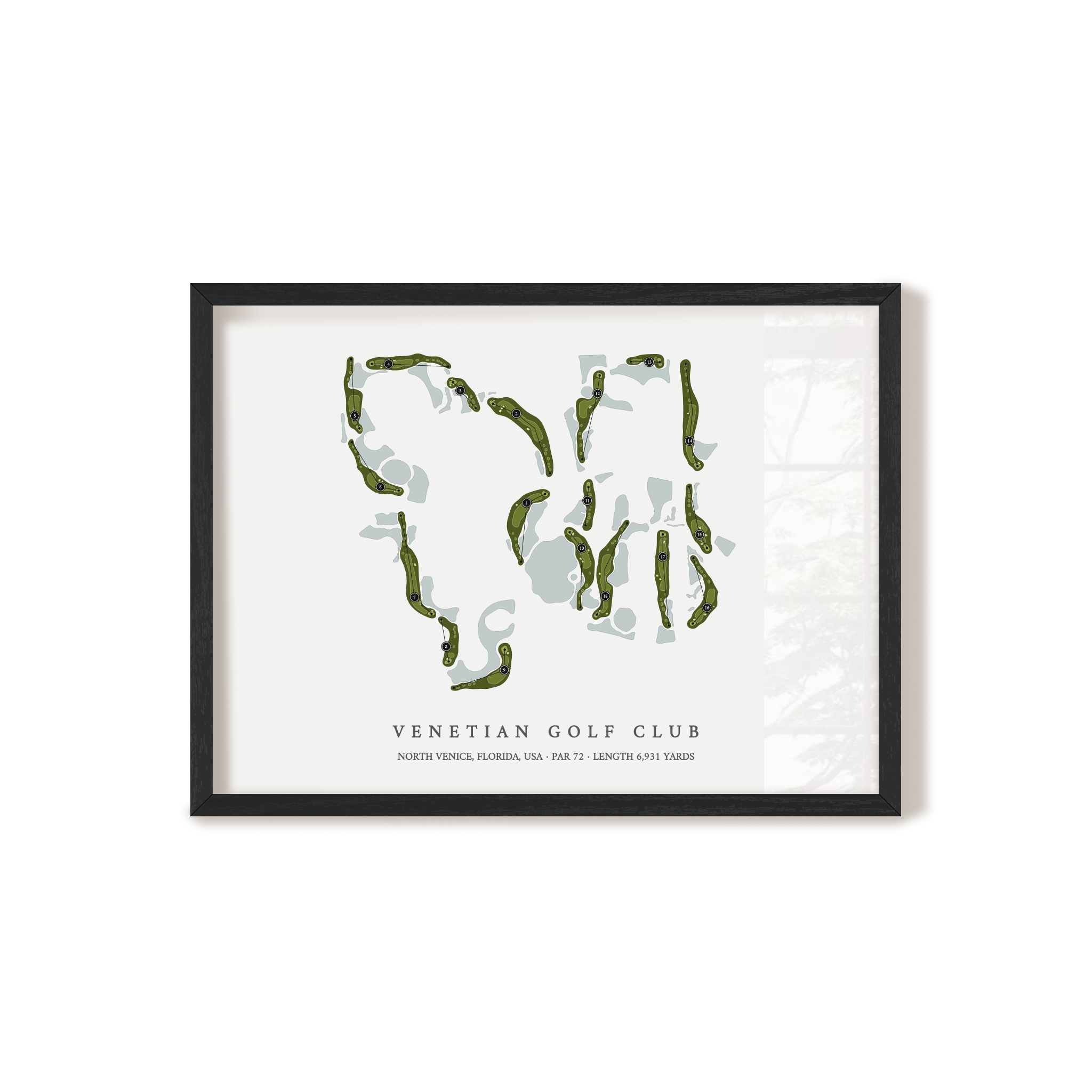 Venetian Golf Club | Golf Course Map | Black Frame