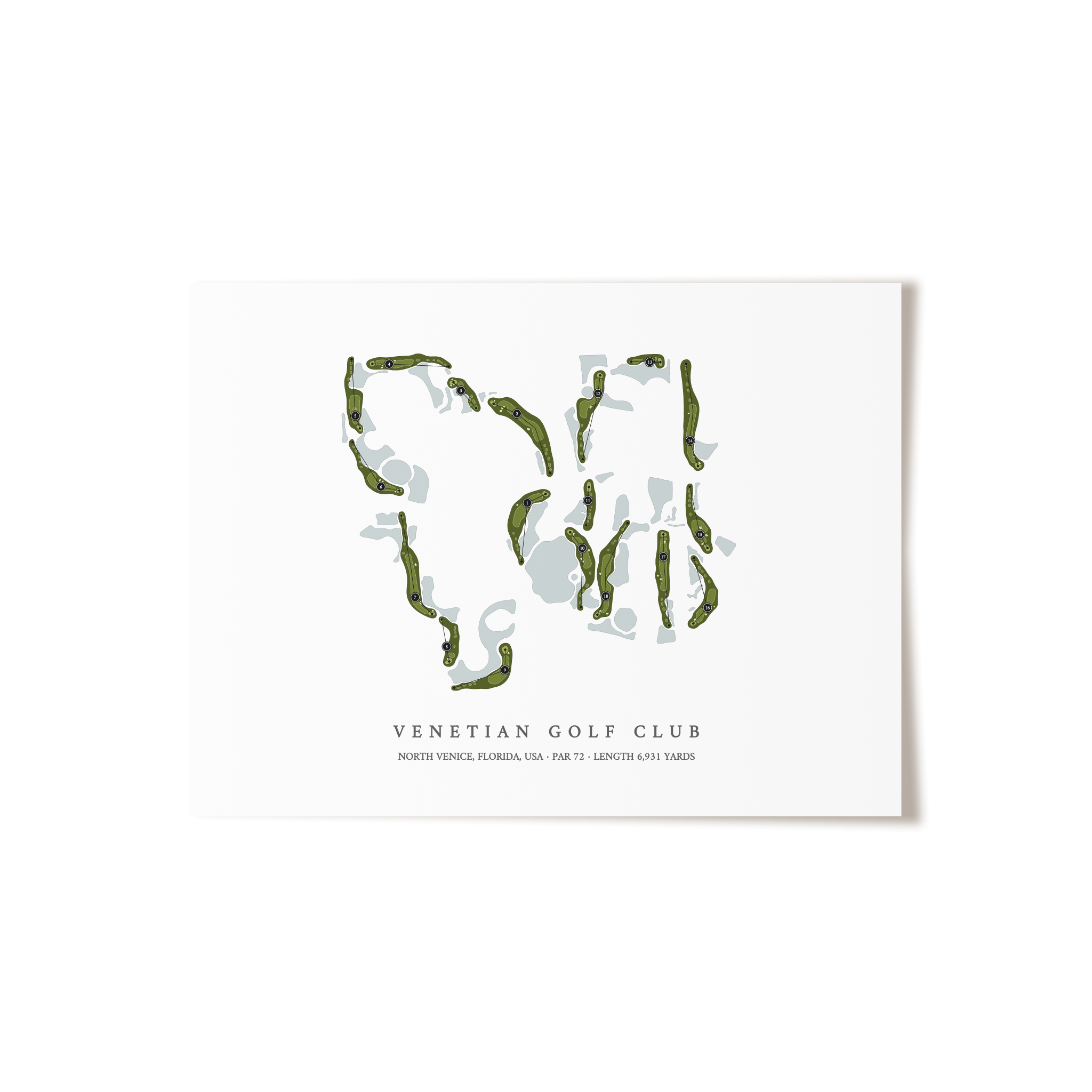 Venetian Golf Club | Golf Course Map | Unframed