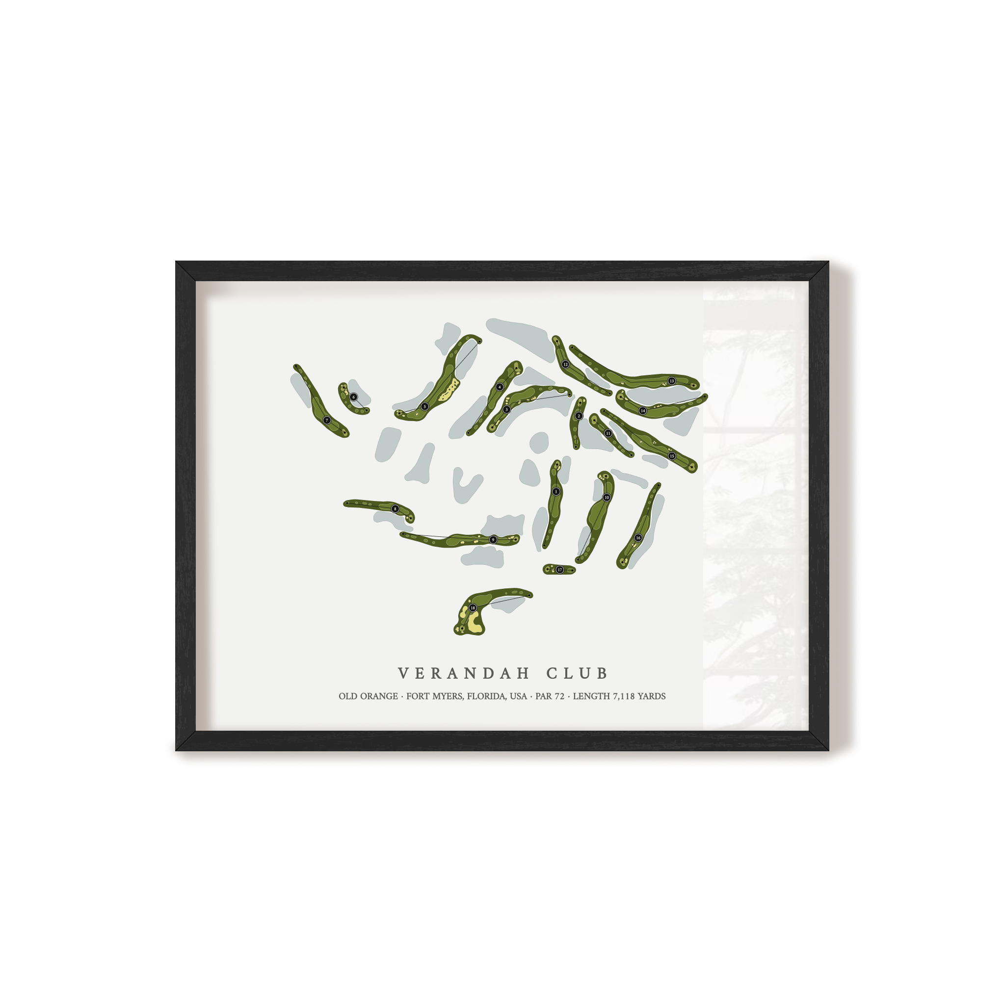 Verandah Club - Old Orange | Golf Course Map | Black Frame