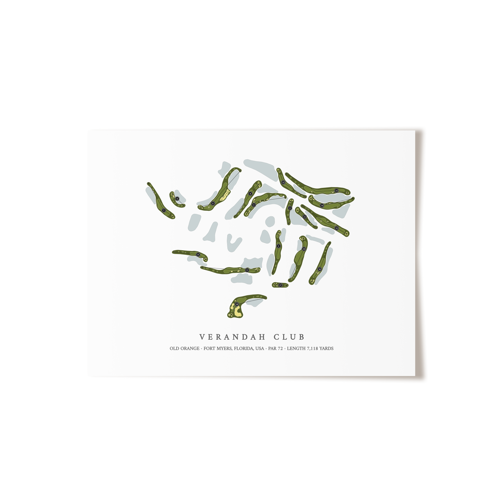 Verandah Club - Old Orange | Golf Course Map | Unframed
