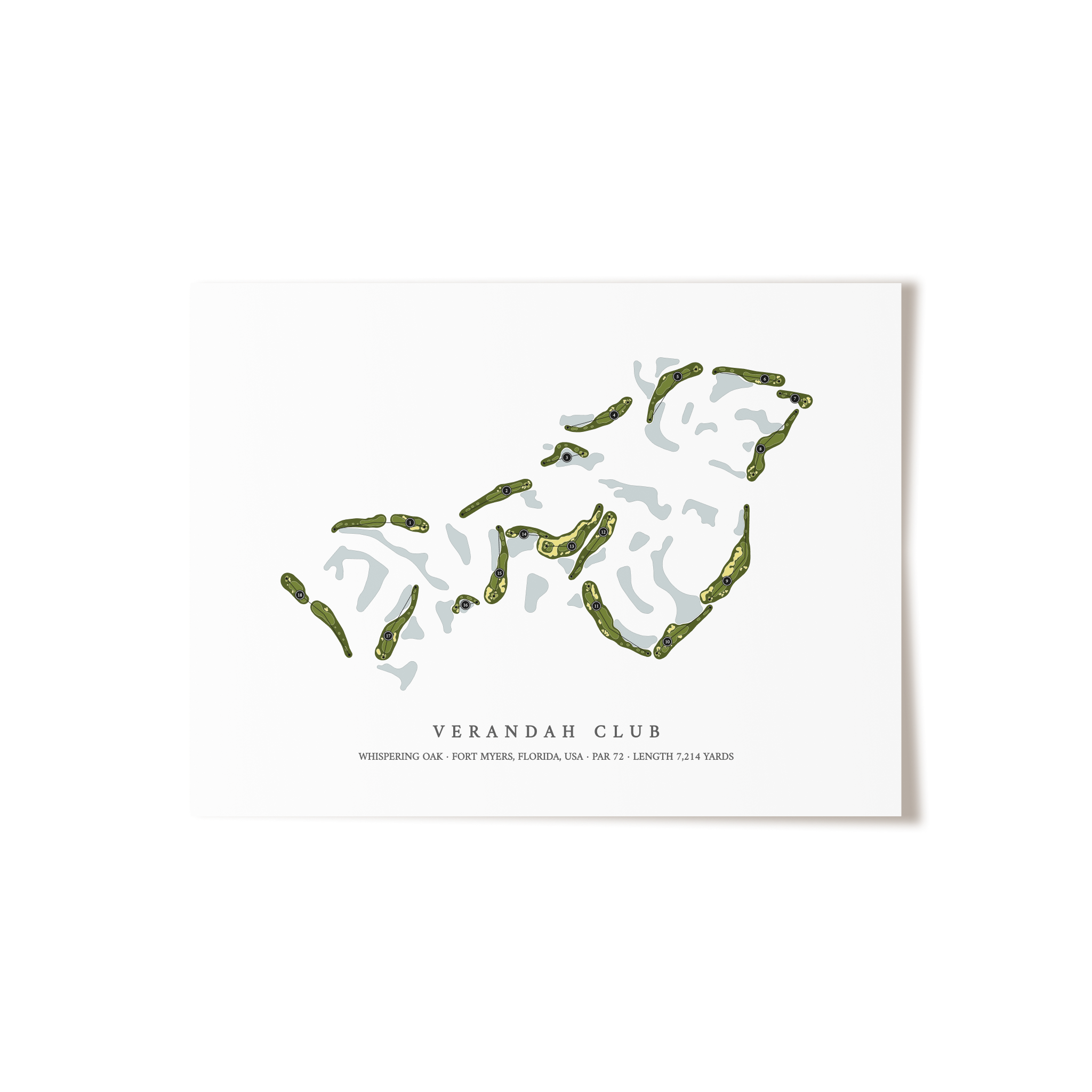 Verandah Club - Whispering Oak | Golf Course Map | Unframed