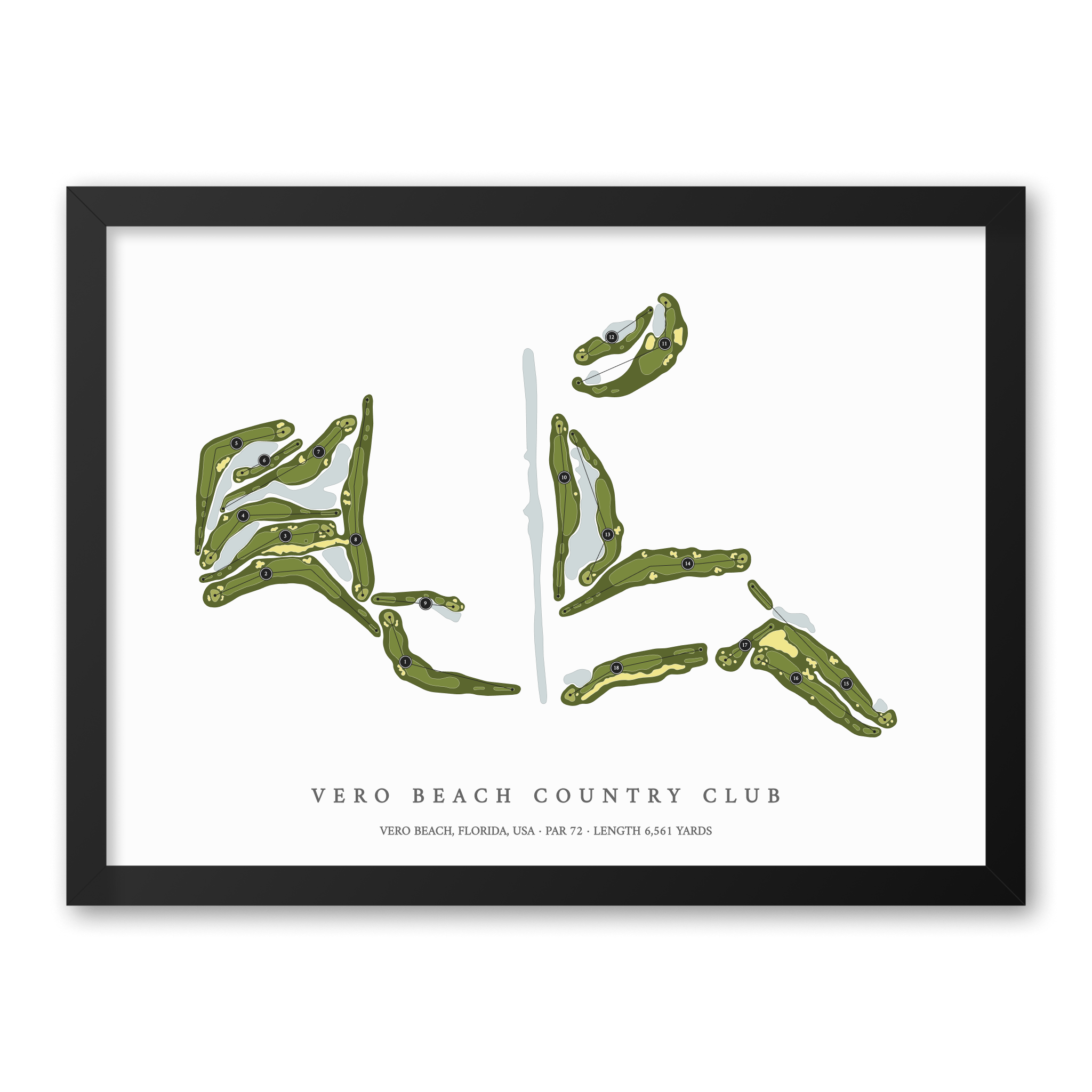 Vero Beach Country Club | Golf Course Map | Black Frame