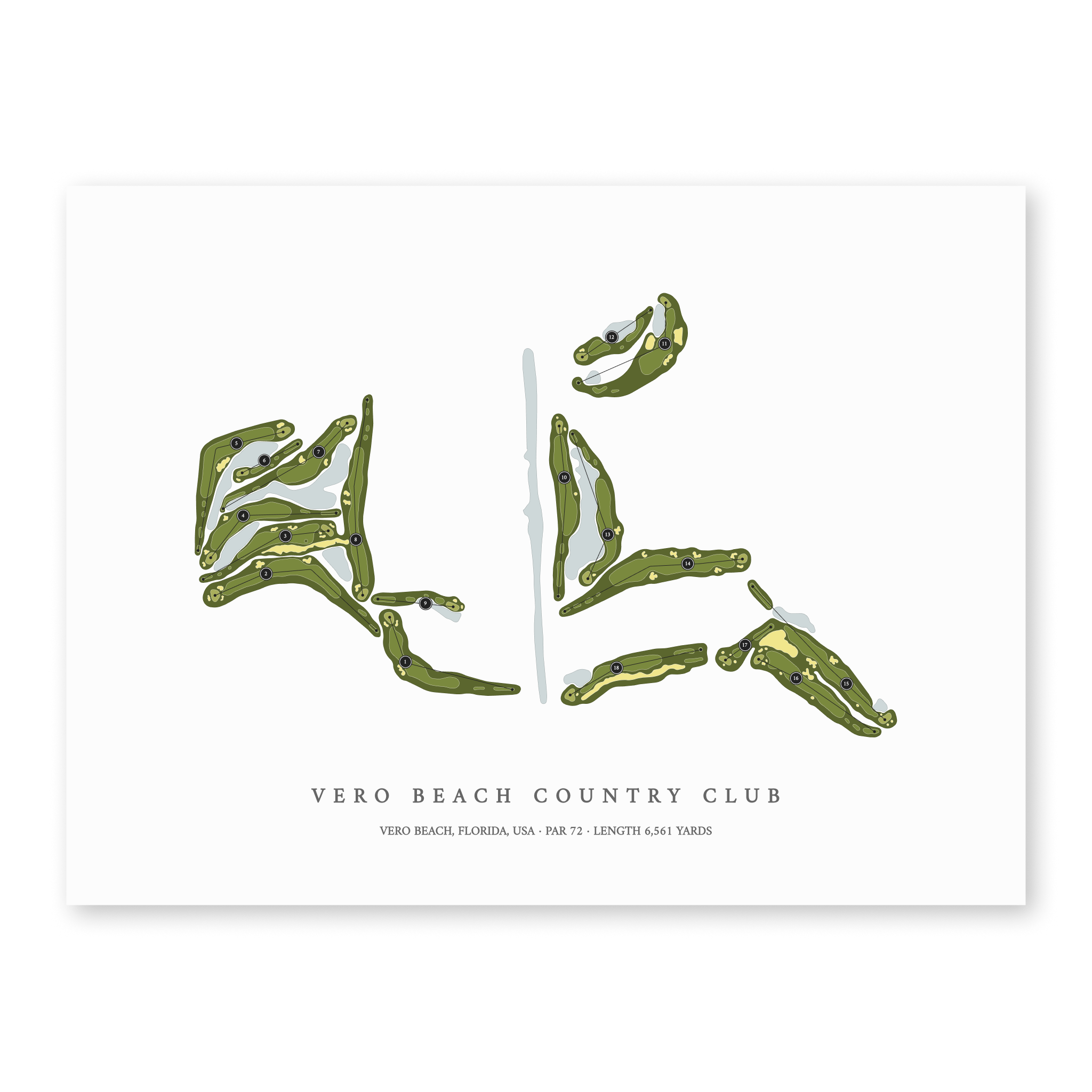 Vero Beach Country Club | Golf Course Map | Unframed